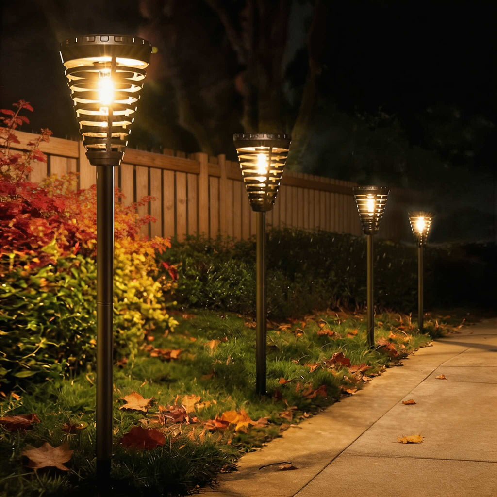 Modern Solar Garden Lights Outdoor Pathway LED Open Cone Design Waterproof ABS Intelligent Control | ribuella