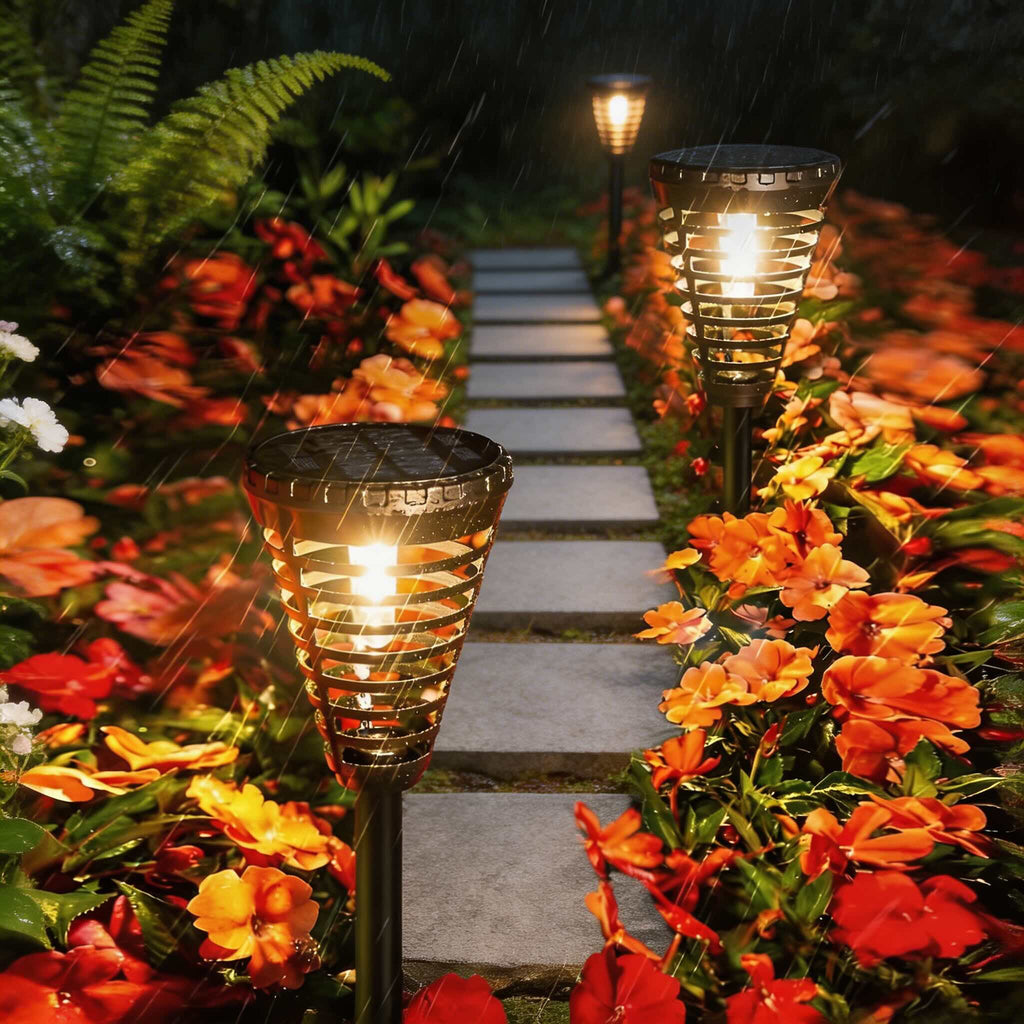 Modern Solar Garden Lights Outdoor Pathway LED Open Cone Design Waterproof ABS Intelligent Control | ribuella