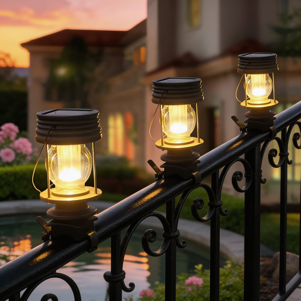 Lanterna solare moderna da esterno in plastica ABS impermeabile con sensore di luce integrato per giardino e patio | ribuella