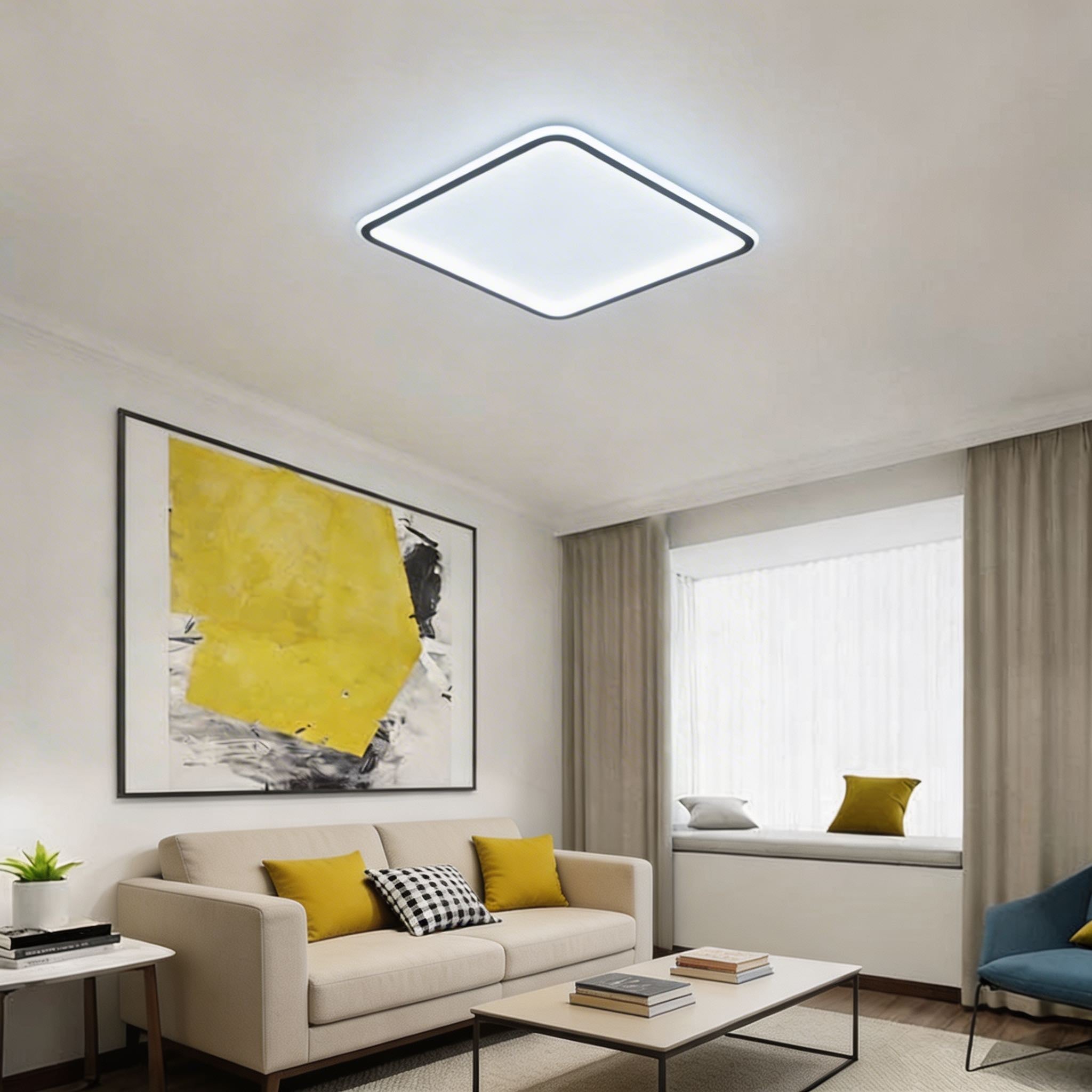 Moderní přisazené stropní LED svítidlo z hliníku se stmíváním, 100 W a difuzorem z PMMA pro obývací pokoj a ložnici | ribuella