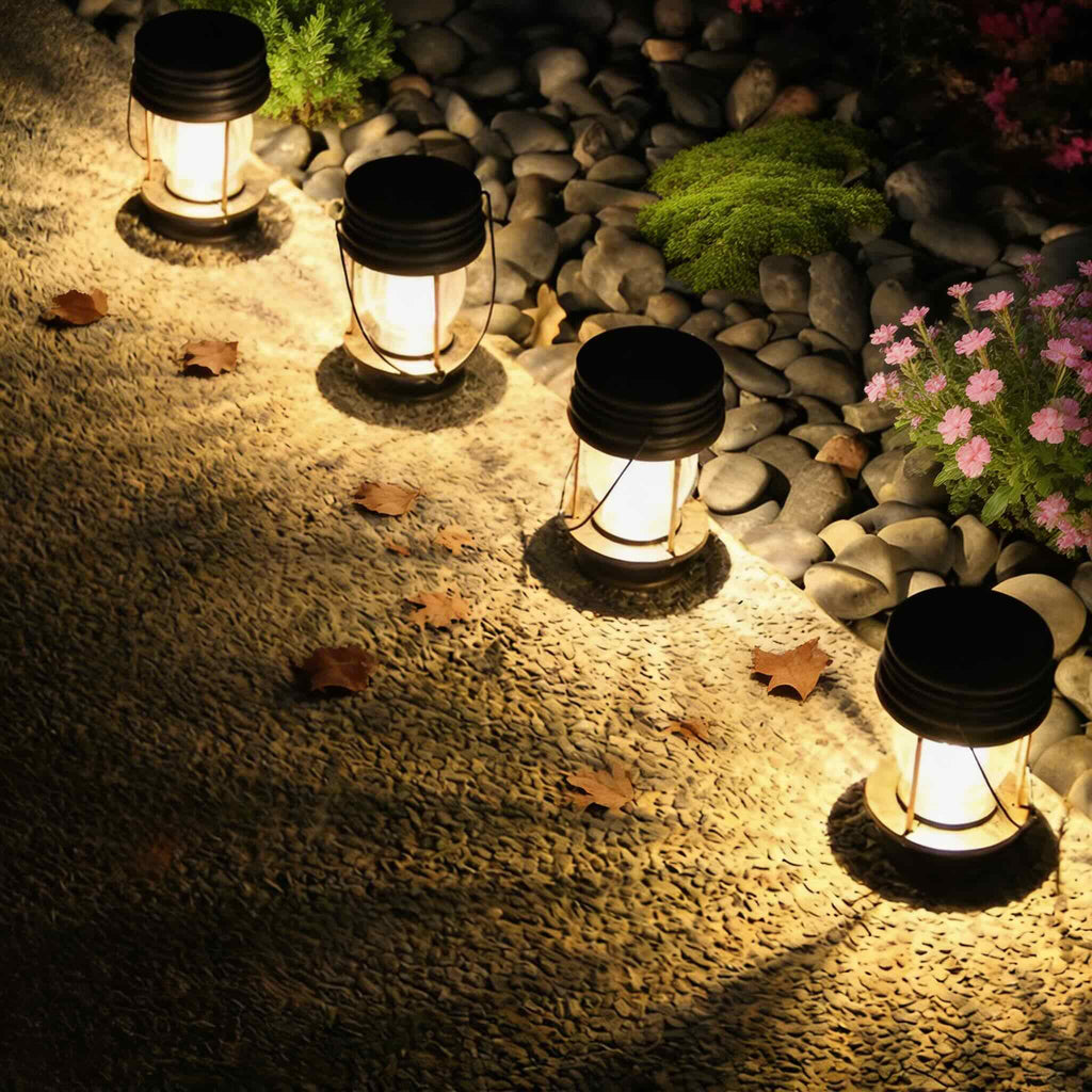Lanterna solare moderna da esterno in plastica ABS impermeabile con sensore di luce integrato per giardino e patio | ribuella