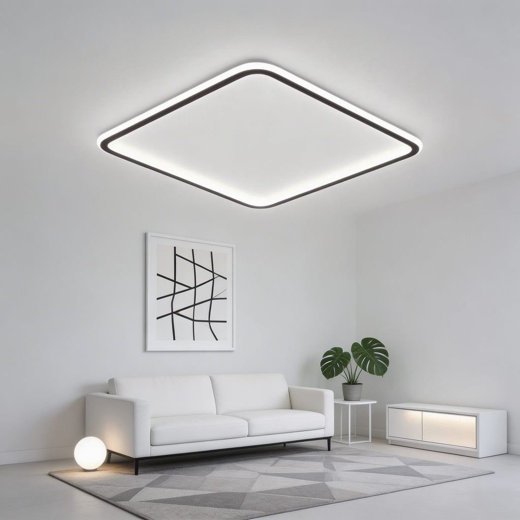 Moderní přisazené stropní LED svítidlo z hliníku se stmíváním, 100 W a difuzorem z PMMA pro obývací pokoj a ložnici | ribuella