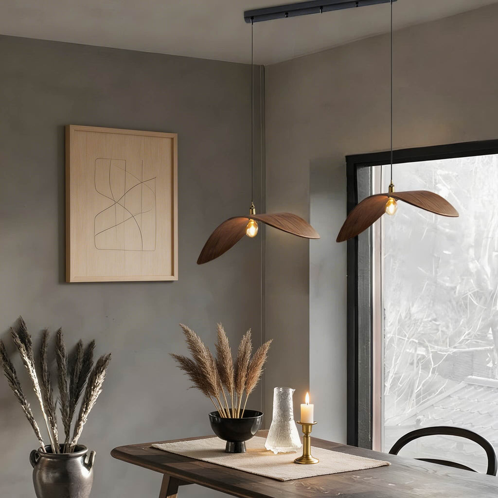 Wabi Sabi Curved Wood Hanging Ceiling Pendant Light | ribuella