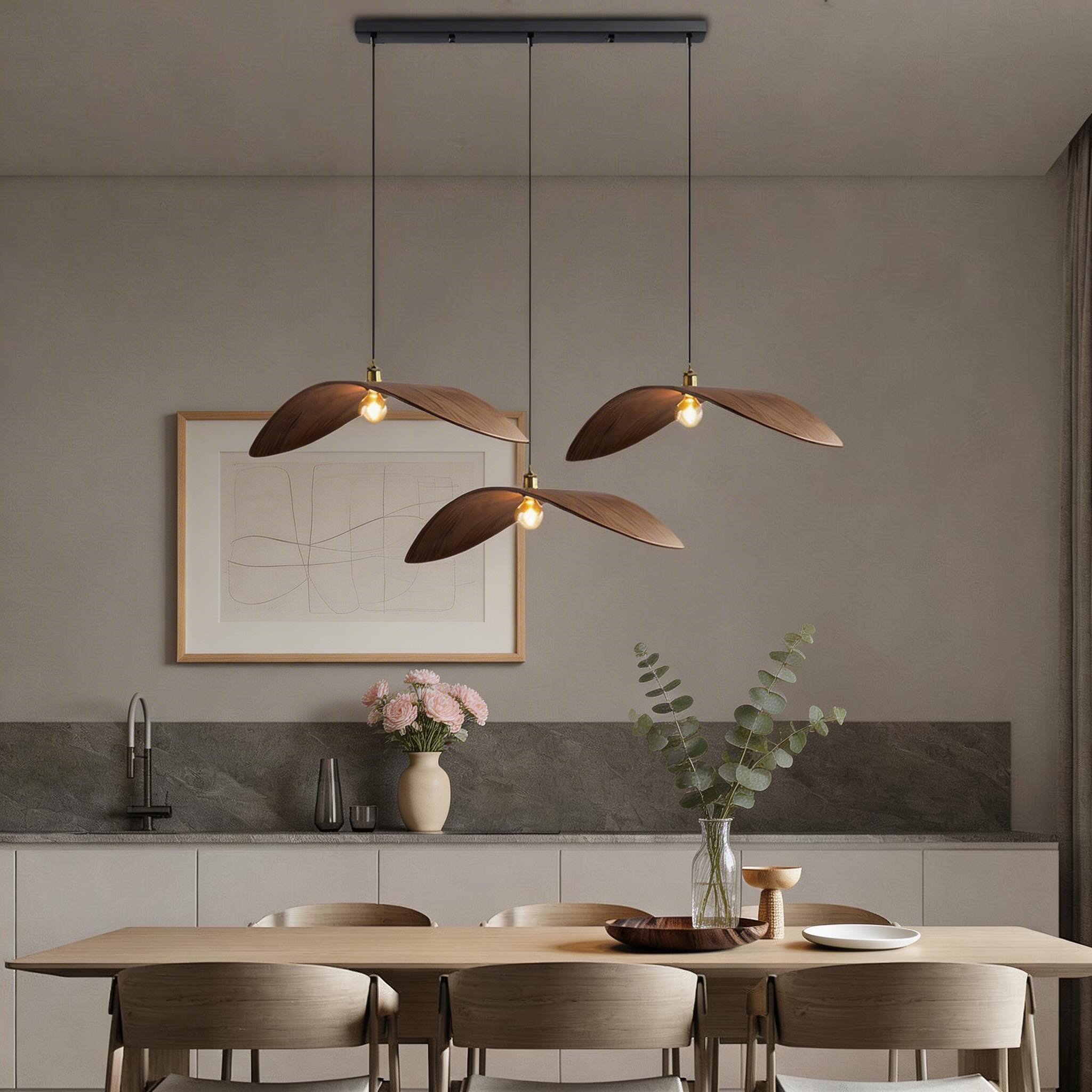 Wabi Sabi Curved Wood Hanging Ceiling Pendant Light | ribuella