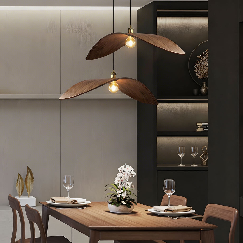 Wabi Sabi Curved Wood Hanging Ceiling Pendant Light | ribuella