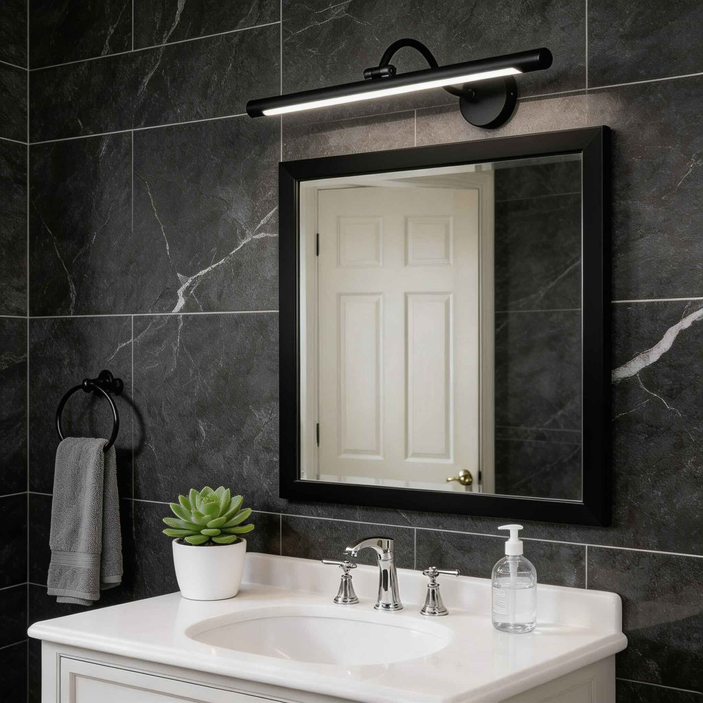 Modern LED Vanity Light Bar Wall Mounted Copper and Acrylic Shade Adjustable 240° Neutral Light for Bathroom Lighting | ribuella