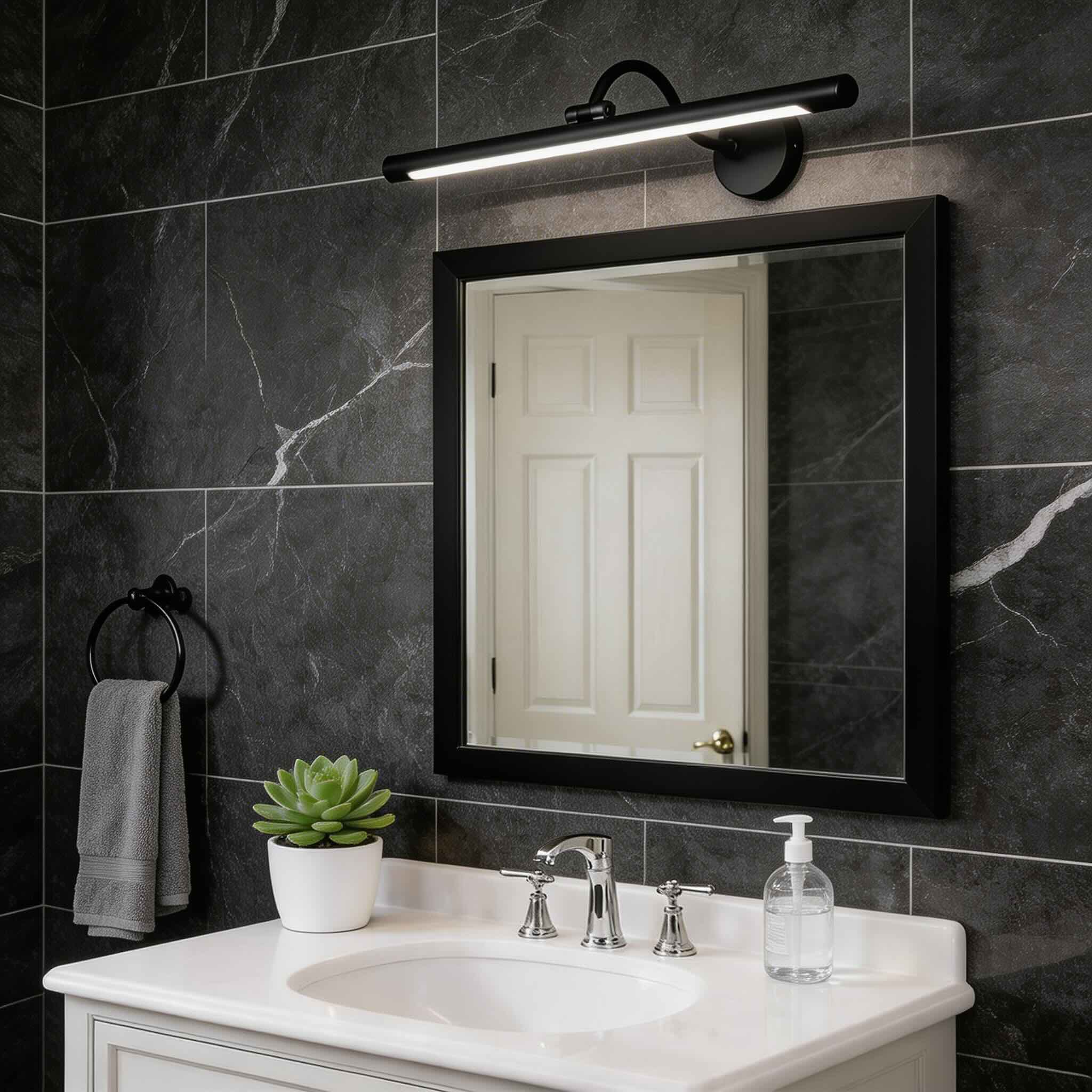 Modern LED Vanity Light Bar Wall Mounted Copper and Acrylic Shade Adjustable 240° Neutral Light for Bathroom Lighting | ribuella