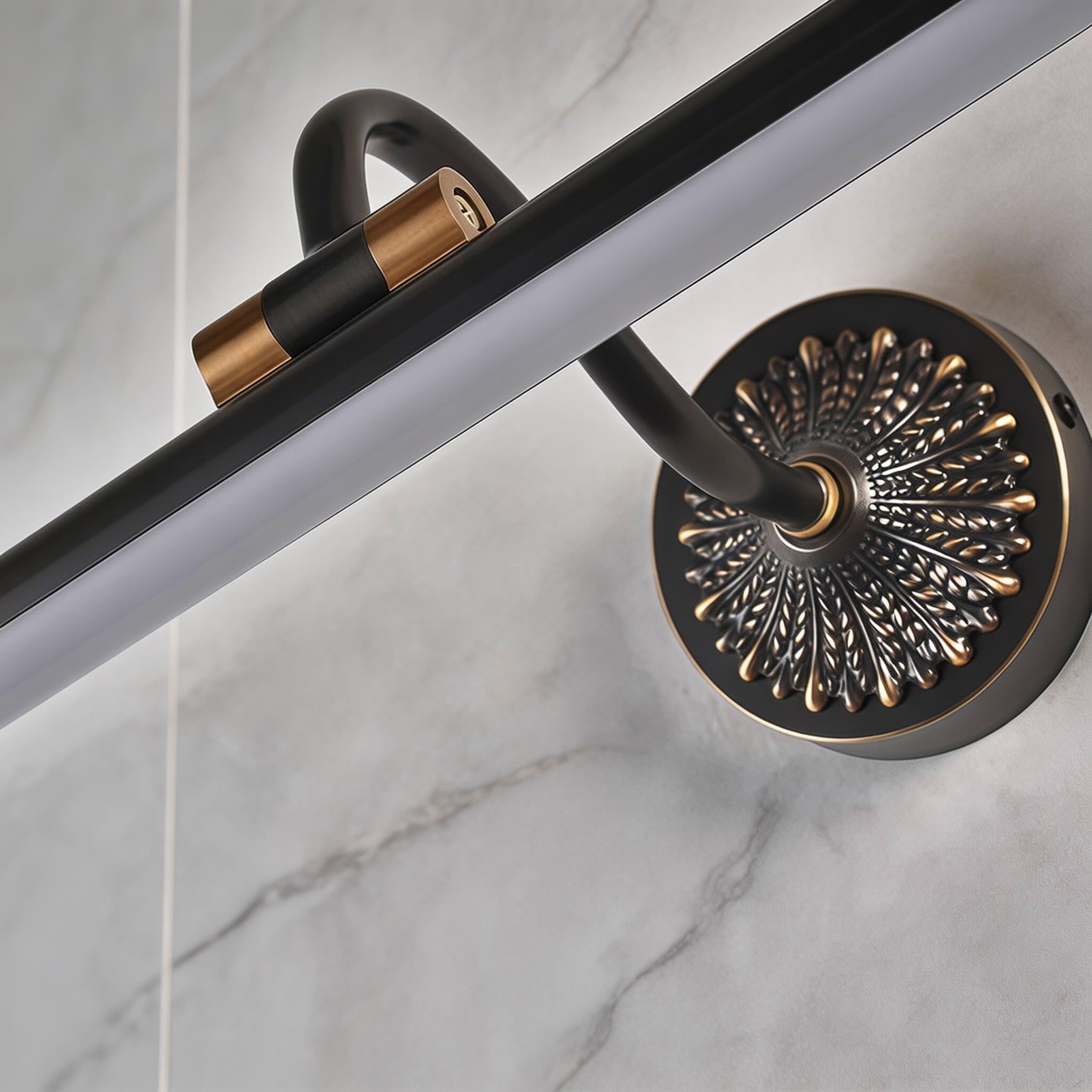 Modern LED Vanity Light Bar Wall Mounted Copper and Acrylic Shade Adjustable 240° Neutral Light for Bathroom Lighting | ribuella