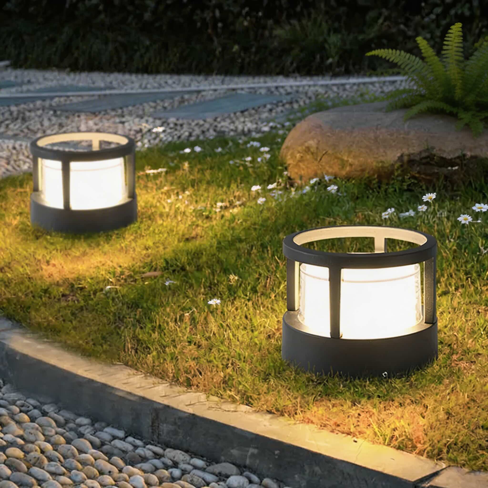 Vodotěsné moderní venkovní sloupkové svítidlo z hliníku, nástěnné, 7W LED pro zahradní chodník, vilovou bránu | ribuella