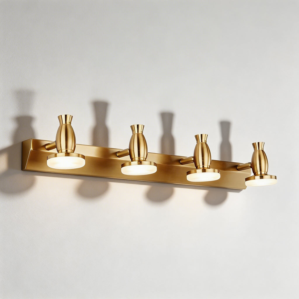 Moderne goldene Bad-Spiegelleuchte zur Wandmontage mit verstellbarer LED-Leuchte, 3/4-flammig | ribuella