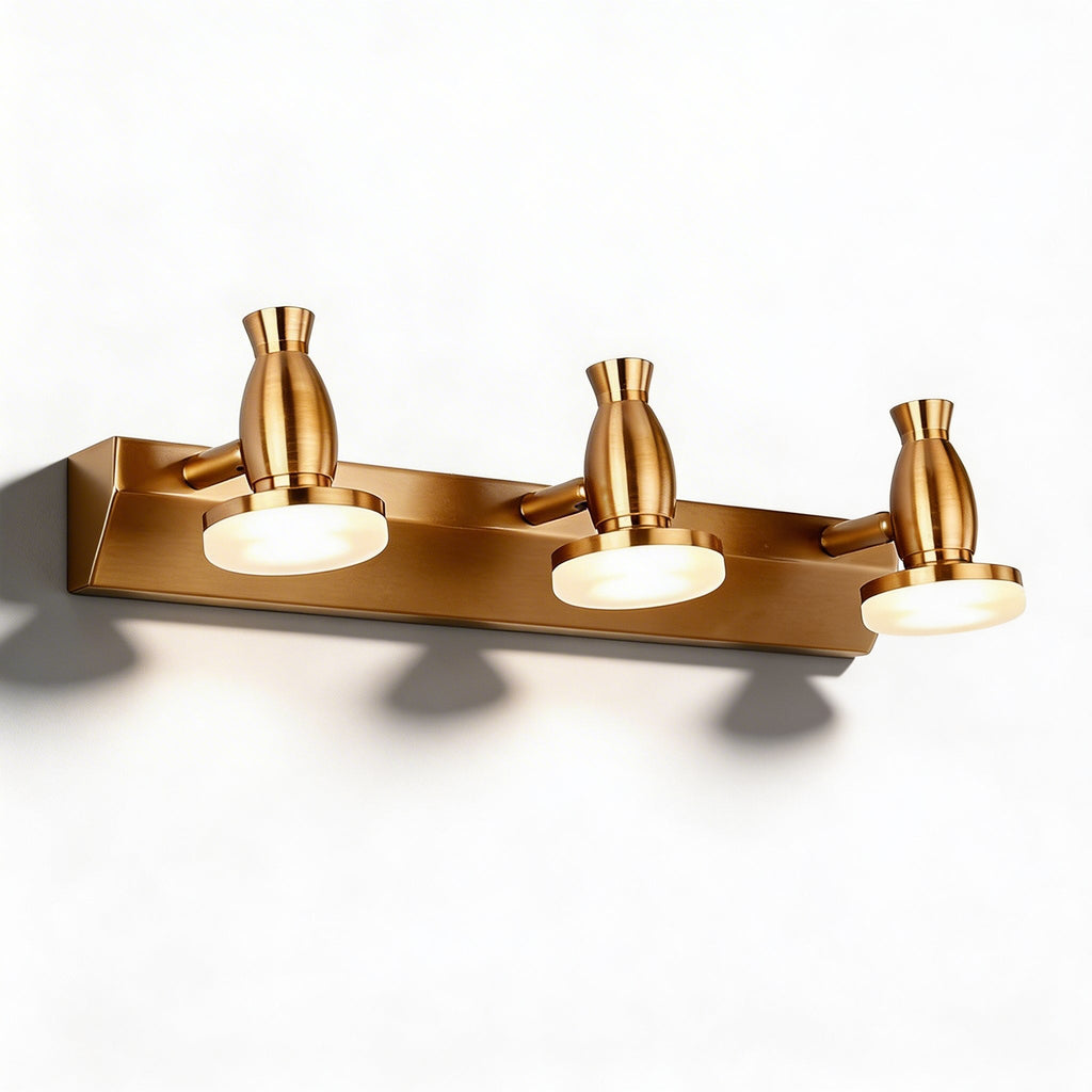 Moderne goldene Bad-Spiegelleuchte zur Wandmontage mit verstellbarer LED-Leuchte, 3/4-flammig | ribuella