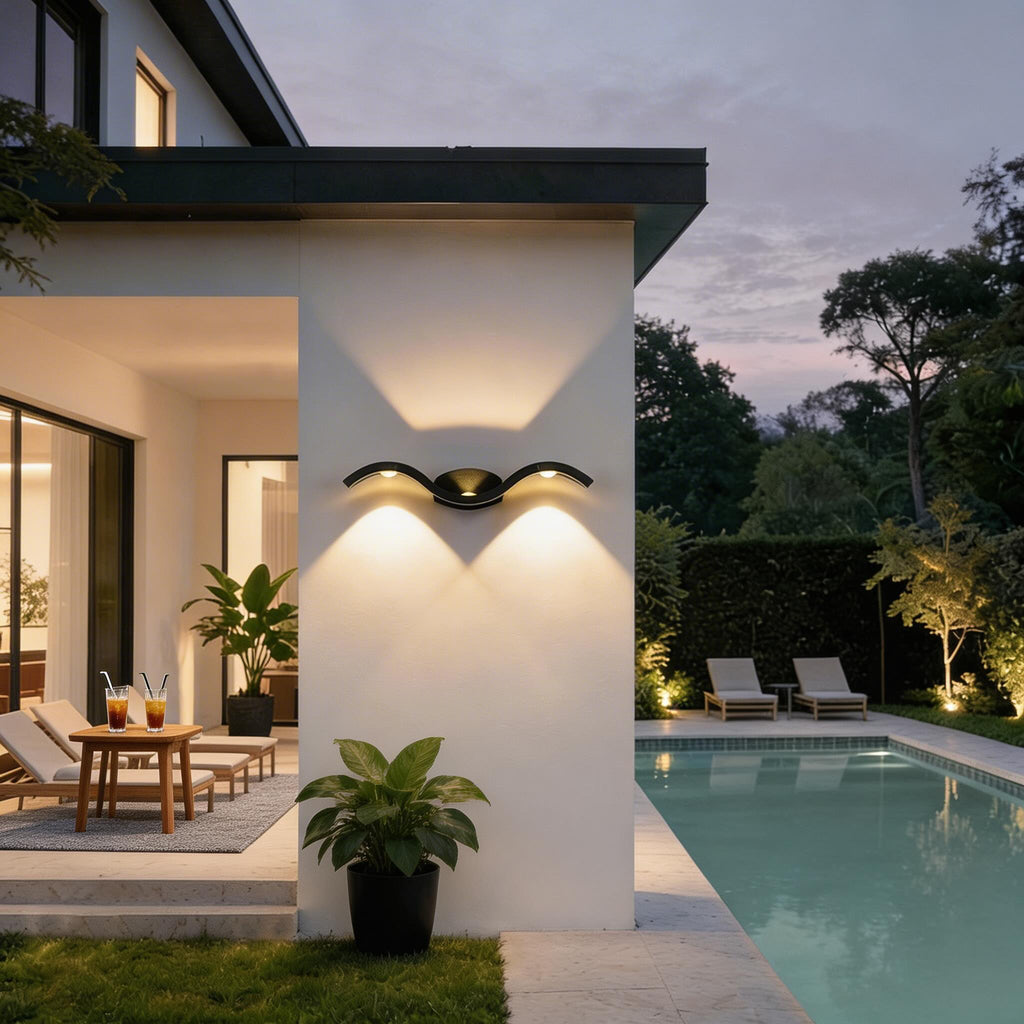 Moderne Außenwandleuchte mit Up-and-Down-Beleuchtung aus druckgegossenem Aluminium, wasserdichte LED-Leuchte, 9 W, 3 Leuchten | ribuella
