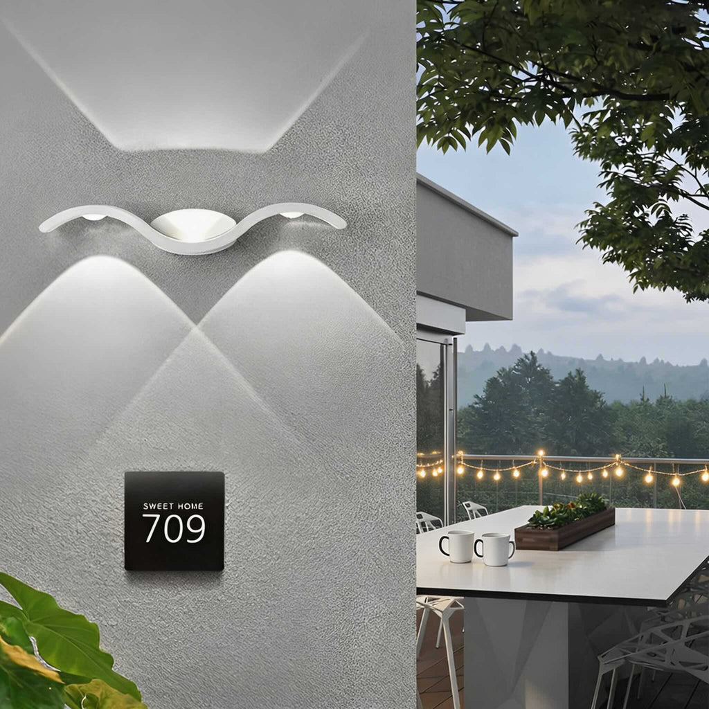 Moderne Außenwandleuchte mit Up-and-Down-Beleuchtung aus druckgegossenem Aluminium, wasserdichte LED-Leuchte, 9 W, 3 Leuchten | ribuella
