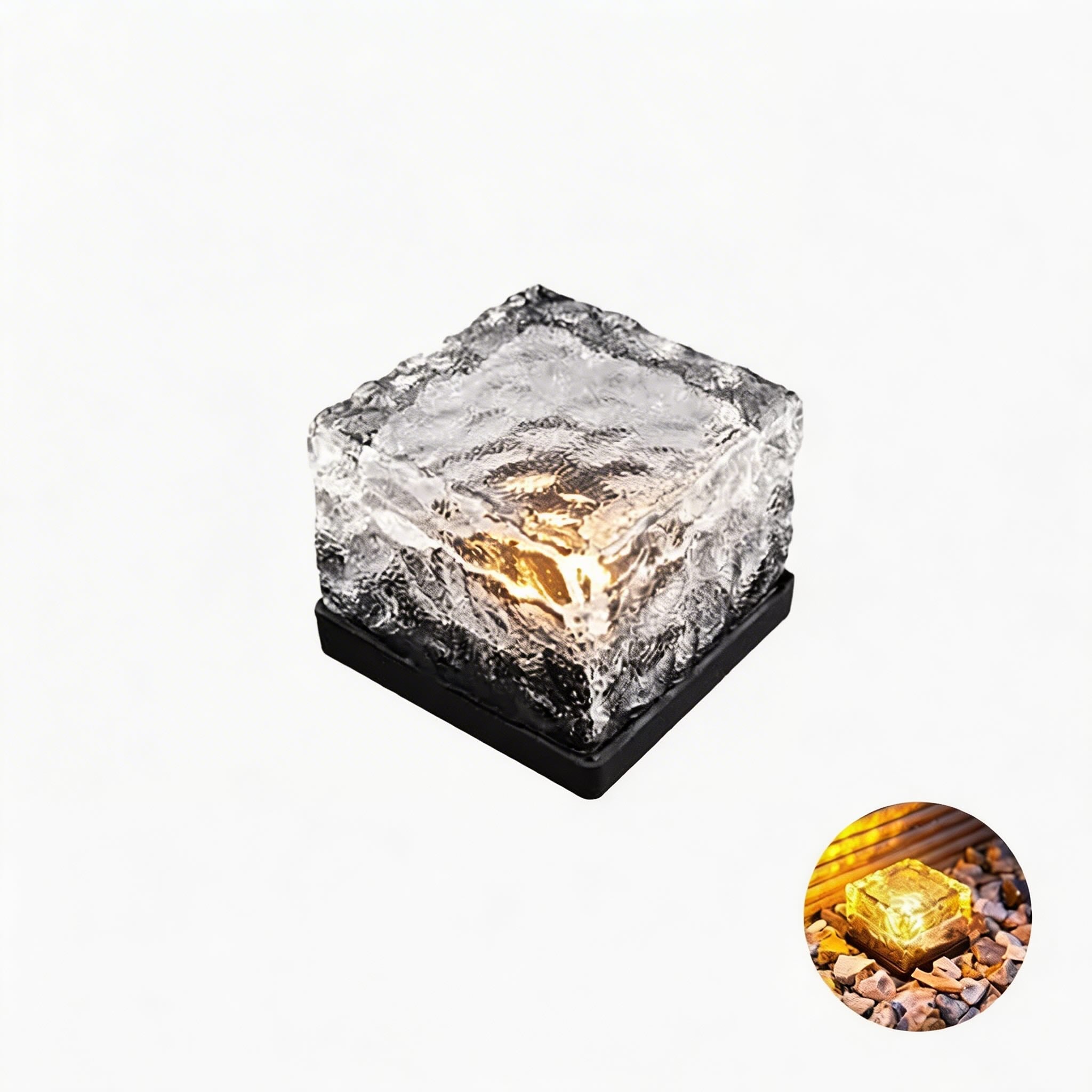 Solar Garden Lights Square Glass Outdoor Pathway Lamp Waterproof ABS Base LED Lighting | ribuella