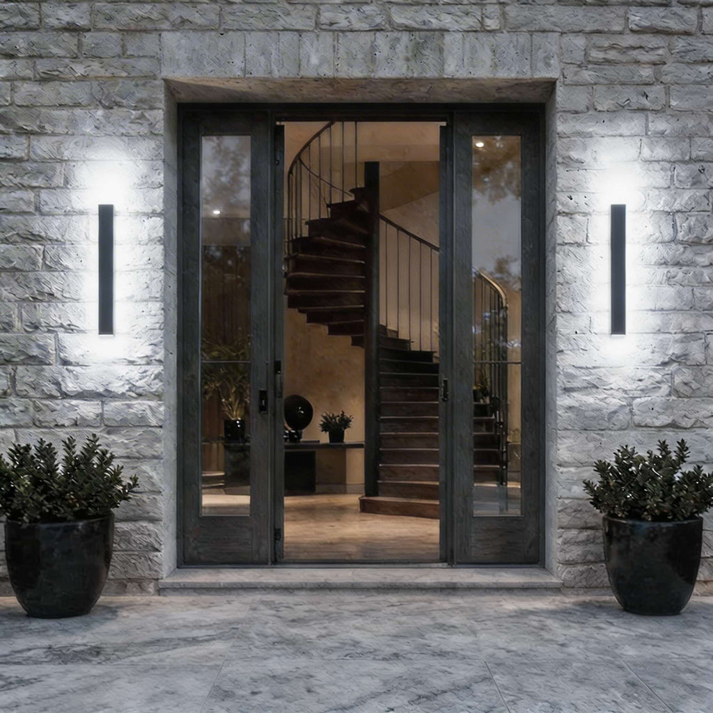 Black Modern Outdoor Wall Light Linear Design Wall Mounted Iron LED Dimmable Waterproof for Porch | ribuella
