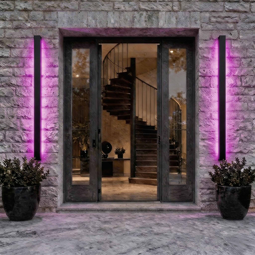 Black Modern Outdoor Wall Light Linear Design Wall Mounted Iron LED Dimmable Waterproof for Porch | ribuella