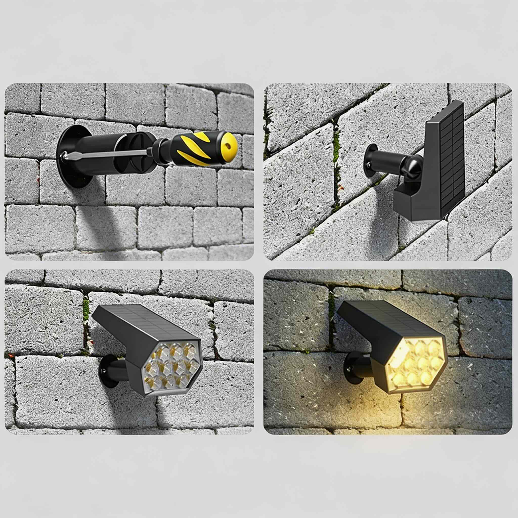 Lampes solaires de jardin, 92 LED, projecteur solaire étanche réglable avec 3 modes de luminosité pour l’extérieur | ribuella