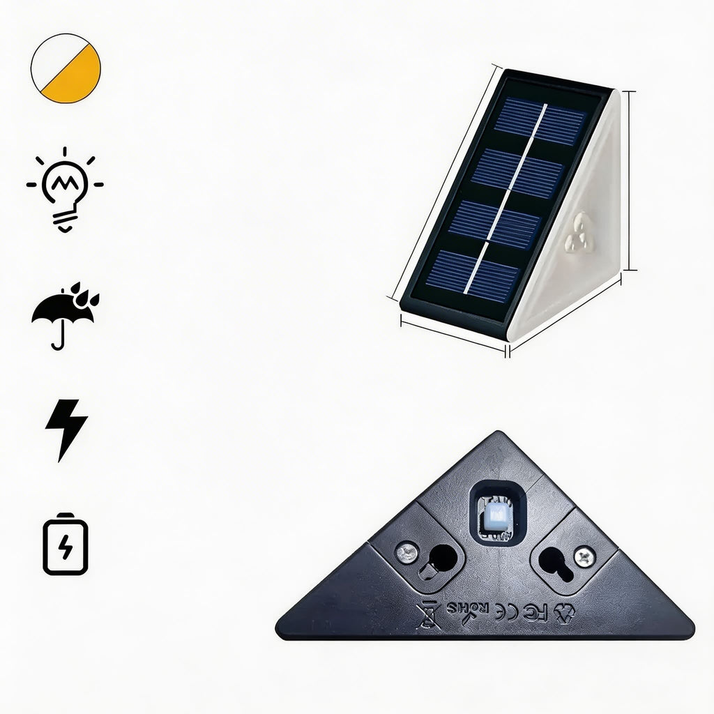 Solar Step Lights Outdoor IP67 Waterproof Adjustable Energy Saving Automatic Sensor for Exterior Steps | ribuella
