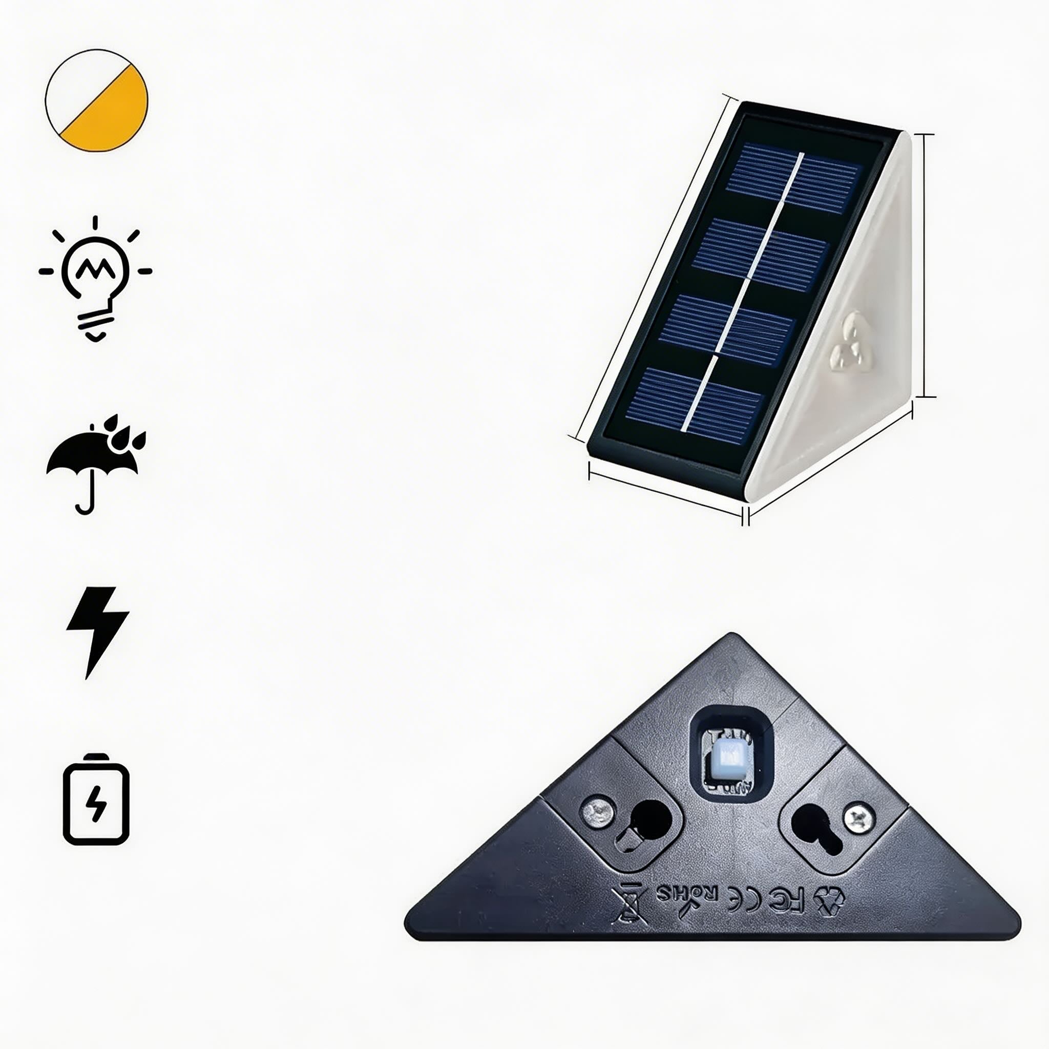 Solar Step Lights Outdoor IP67 Waterproof Adjustable Energy Saving Automatic Sensor for Exterior Steps | ribuella