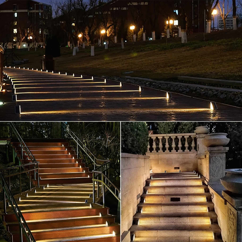 Solar Step Lights Outdoor IP67 Waterproof Adjustable Energy Saving Automatic Sensor for Exterior Steps | ribuella