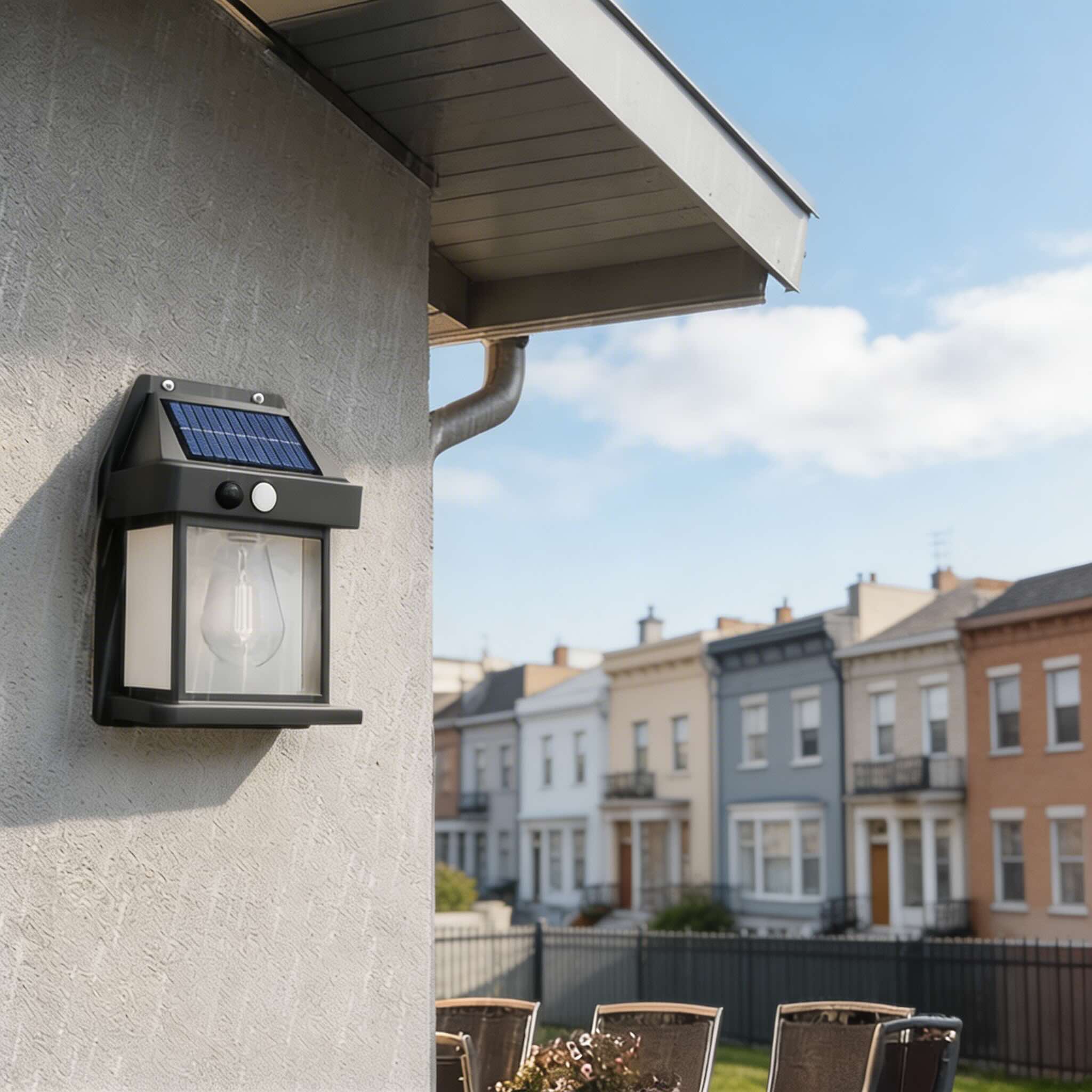 太阳能户外壁灯 带人体感应 防水 ABS 灯具 可调节模式 适用于花园露台 | ribuella