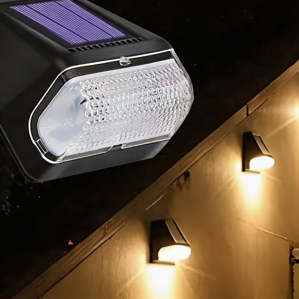Modern Outdoor Solar Wall Light Waterproof Plastic Motion Sensor LED for Garden Pathway Fence | ribuella