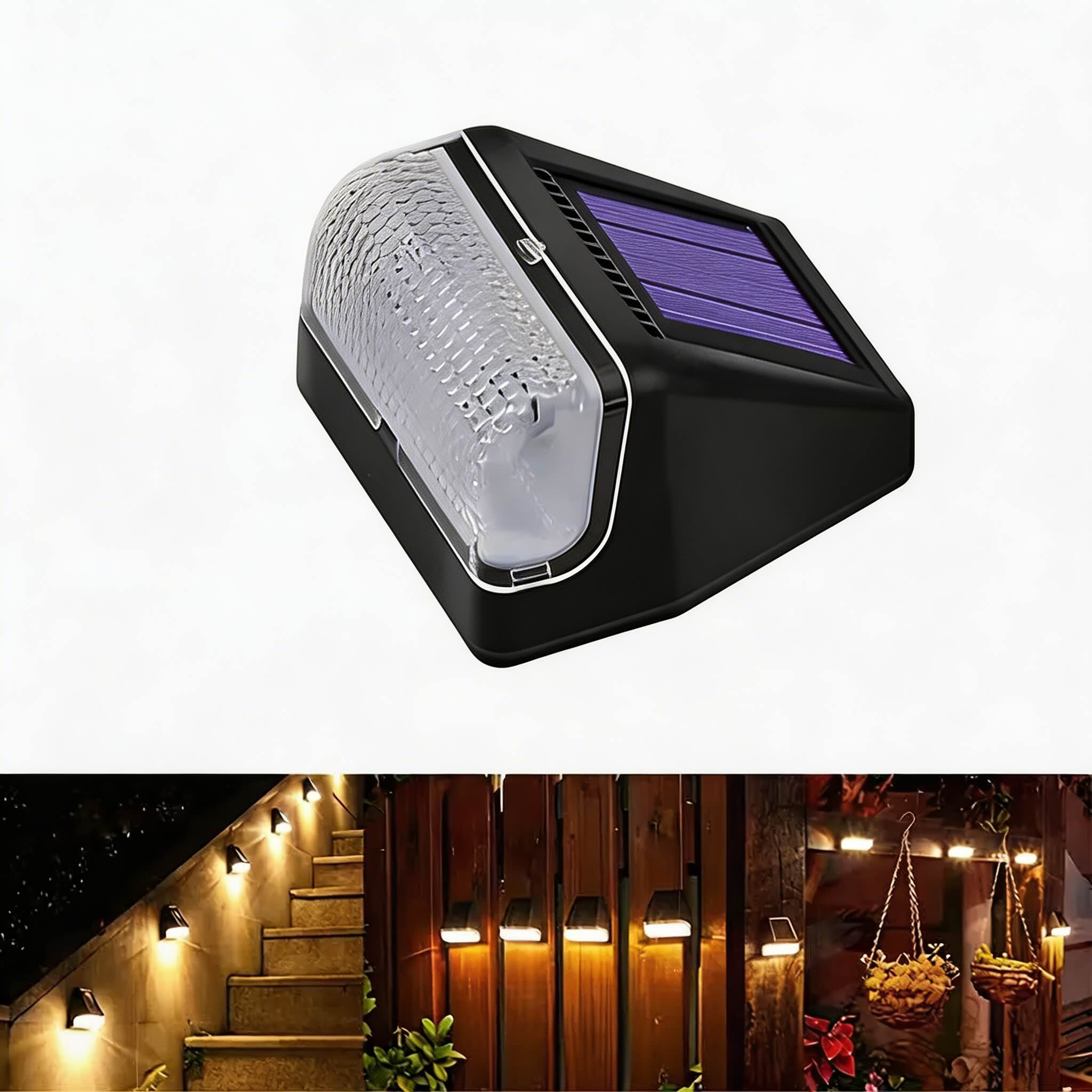 Modern Outdoor Solar Wall Light Waterproof Plastic Motion Sensor LED for Garden Pathway Fence | ribuella