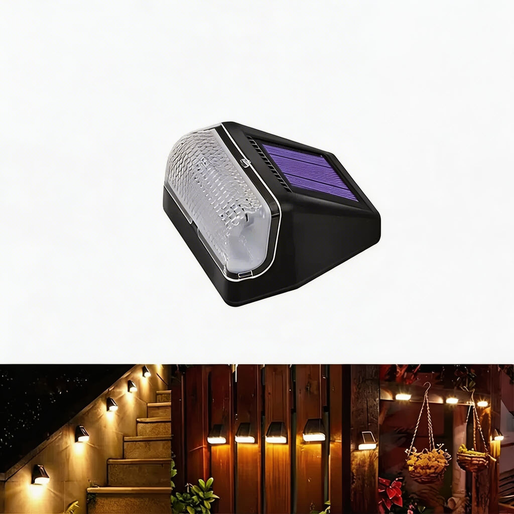 Modern Outdoor Solar Wall Light Waterproof Plastic Motion Sensor LED for Garden Pathway Fence | ribuella