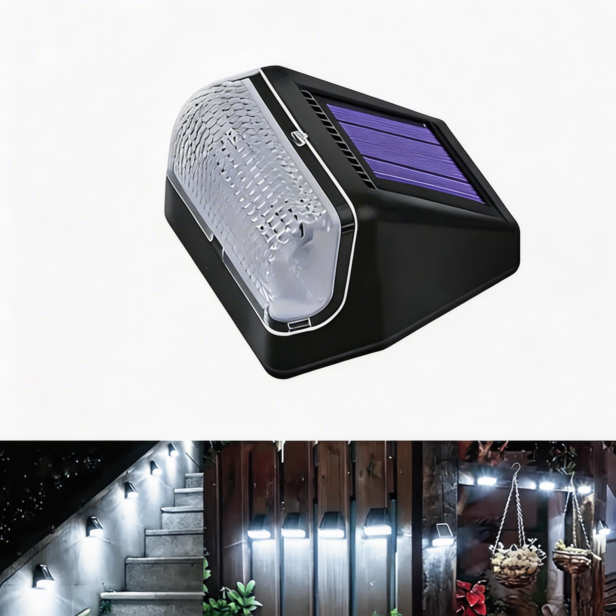 Modern Outdoor Solar Wall Light Waterproof Plastic Motion Sensor LED for Garden Pathway Fence | ribuella