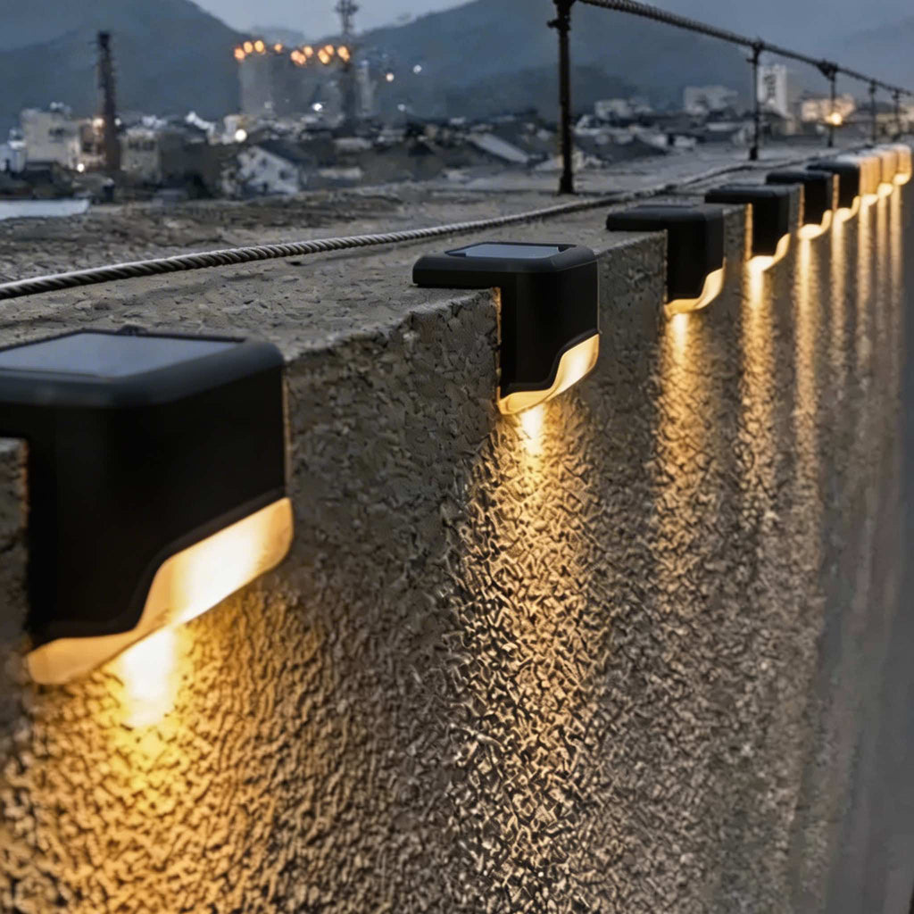Solare Gartenleuchte für den Außenbereich, wasserdichte Stufenleuchte aus Kunststoff im linearen Design, warmweiße LED | ribuella