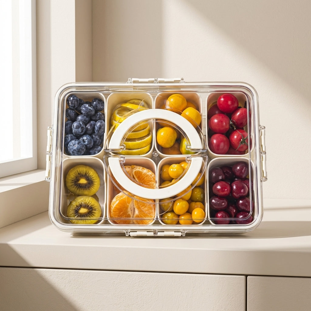 Stylish 8-Section Serving Platter with Comfortable Handles | ribuella