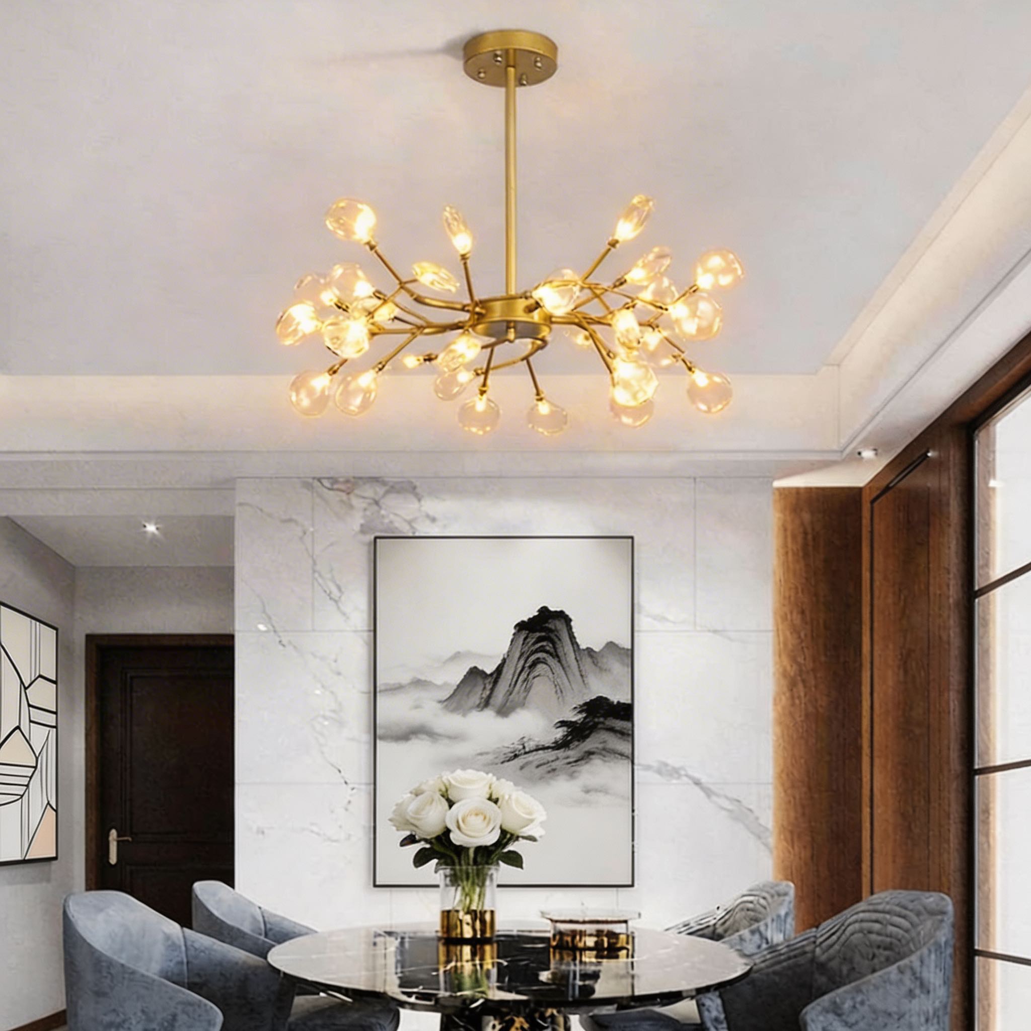 Modern Pendant Light Hanging Design Metal LED Adjustable 27-Light Fixture | ribuella