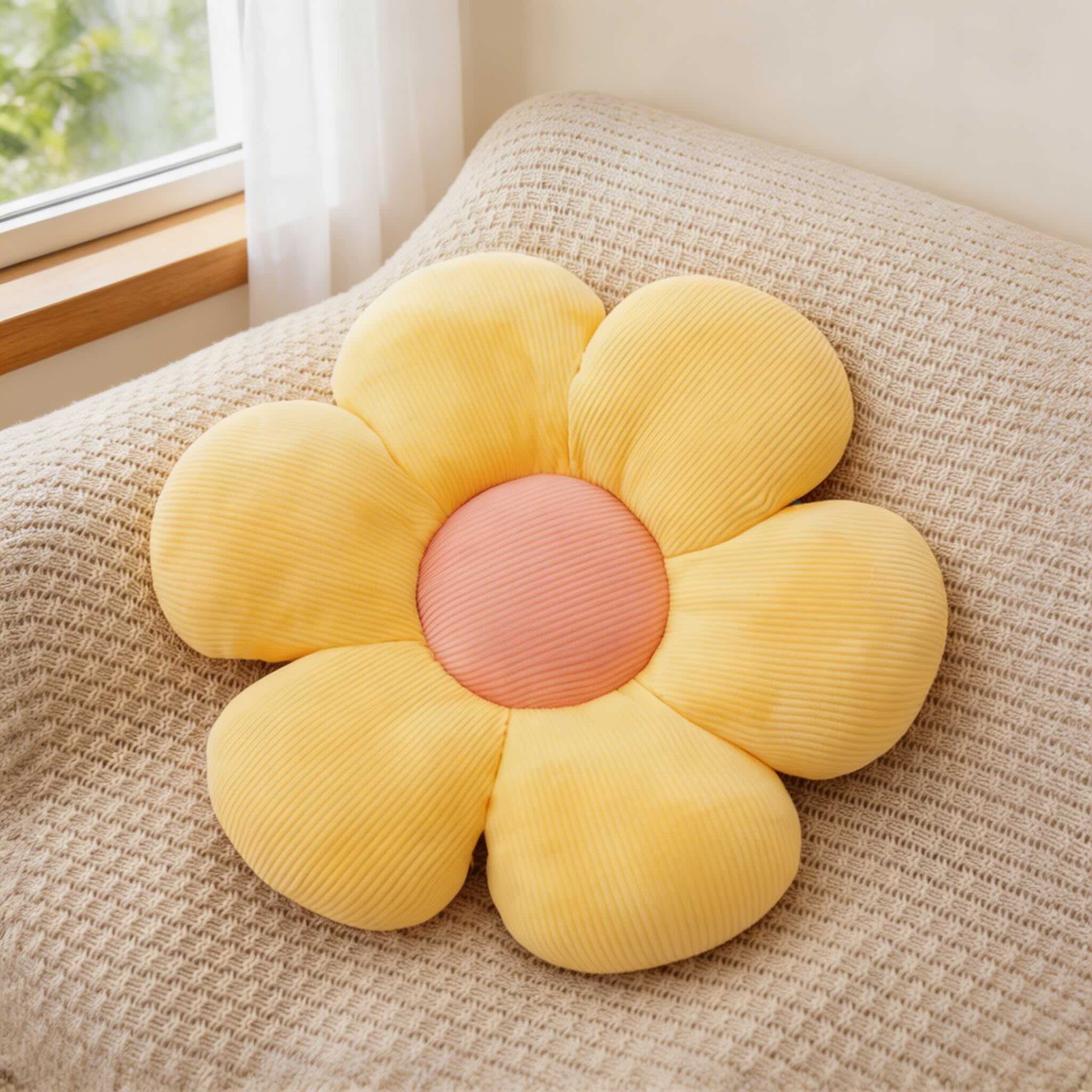 Modernes Blumen-Kissen, weiches Plüschmaterial, bequem, dekorative Matte | ribuella