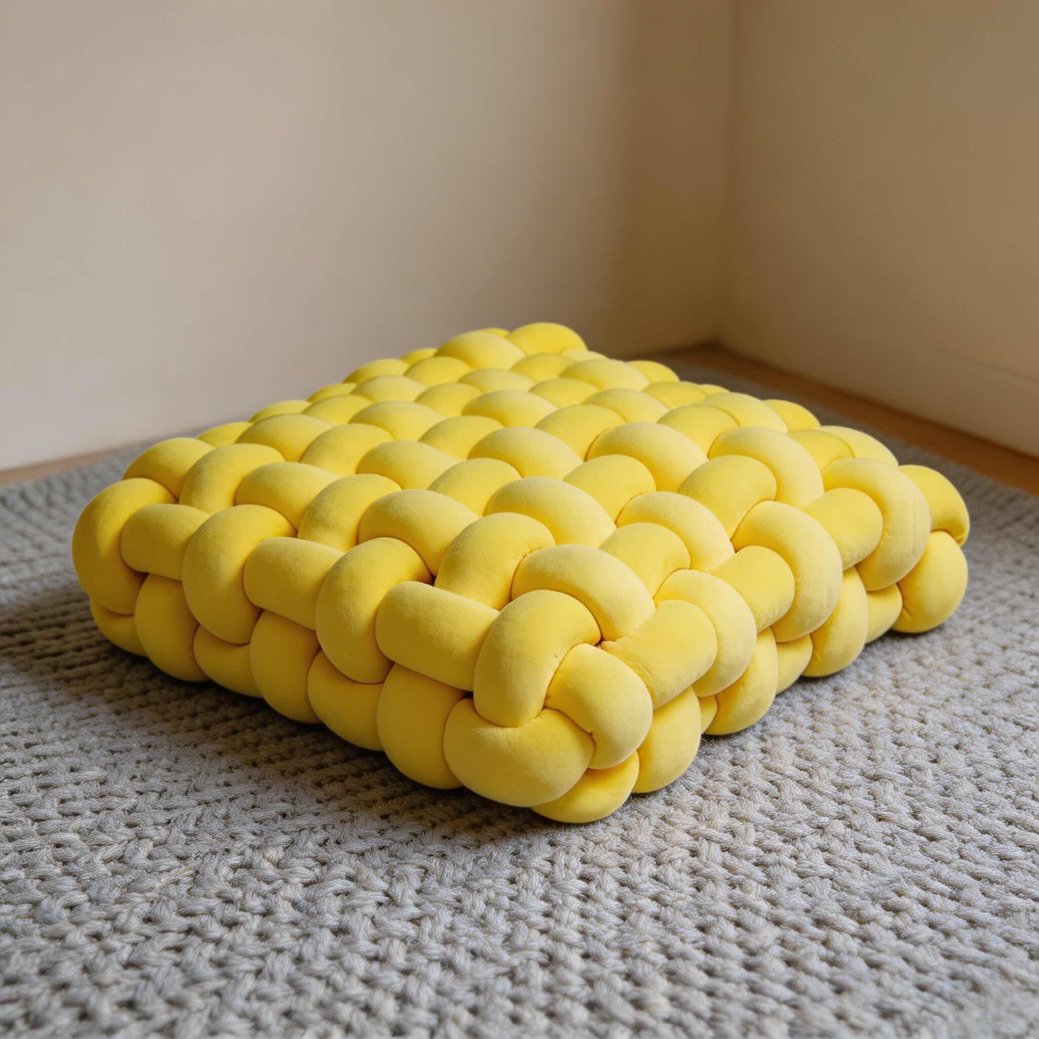 Modern Square Throw Pillow Hand-Woven Plush Fabric Decorative Couch Cushion for Living Room | ribuella