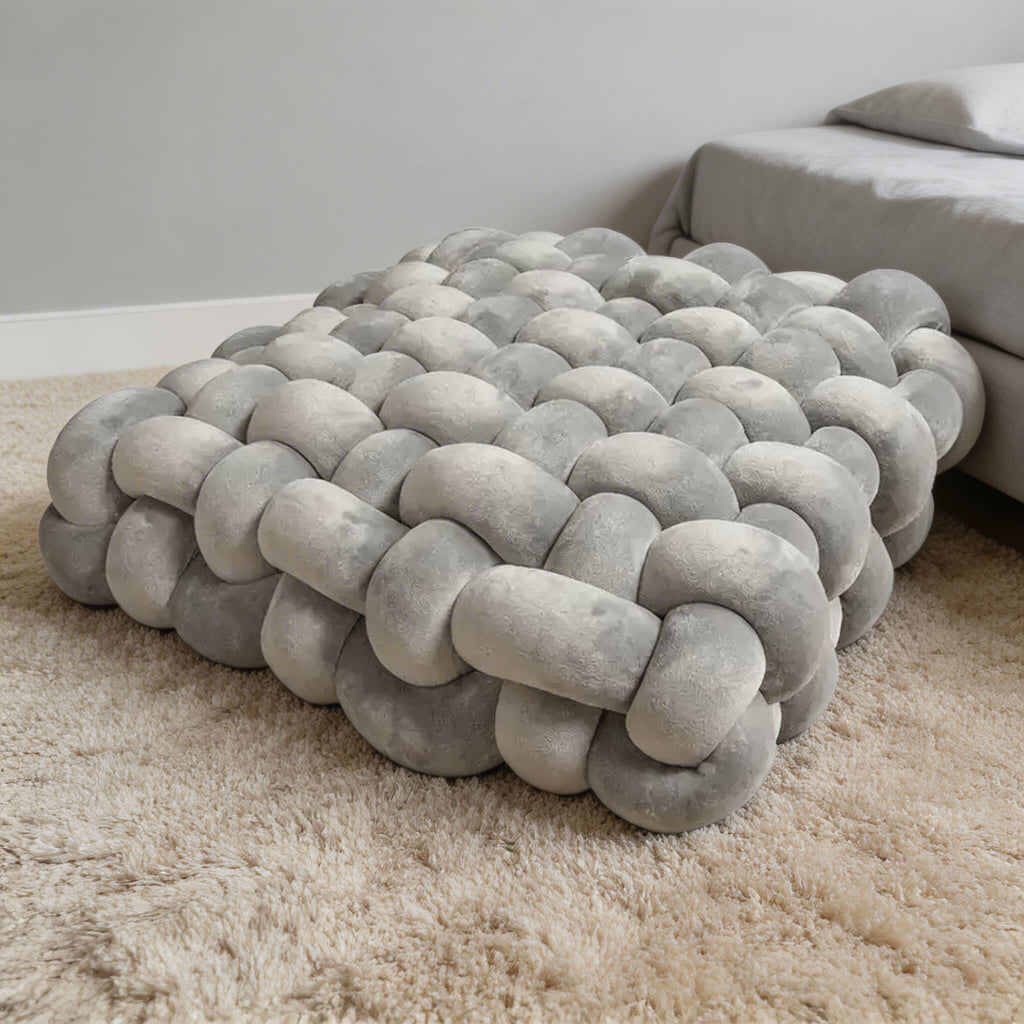 Modern Square Throw Pillow Hand-Woven Plush Fabric Decorative Couch Cushion for Living Room | ribuella
