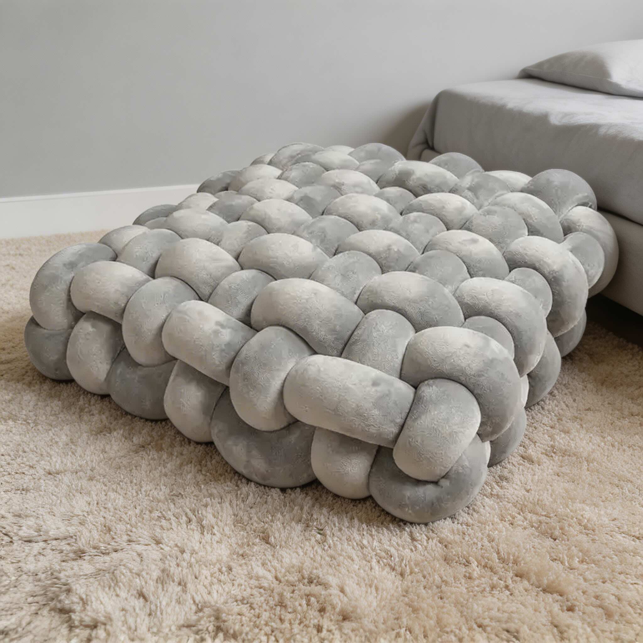 Modern Square Throw Pillow Hand-Woven Plush Fabric Decorative Couch Cushion for Living Room | ribuella