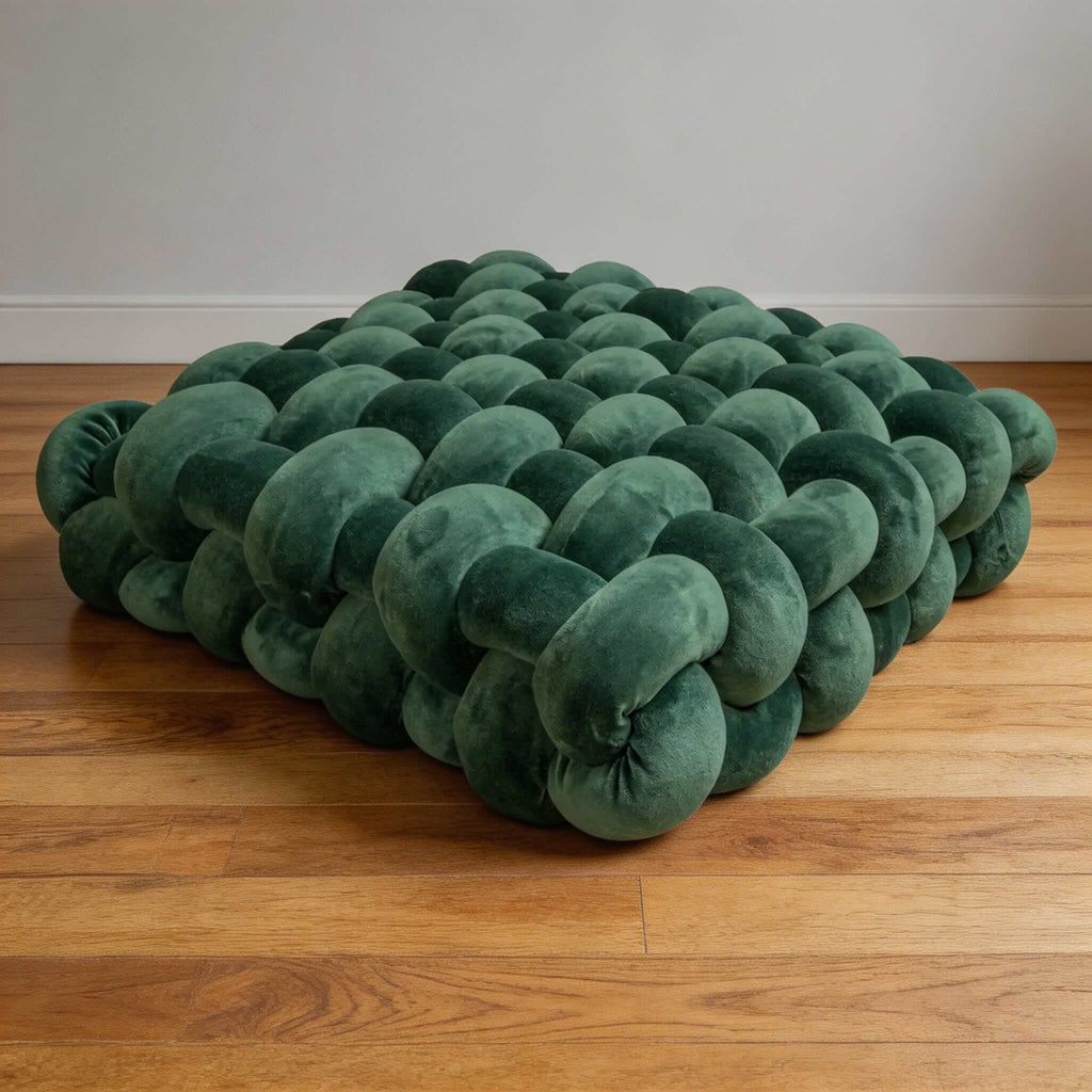 Modern Square Throw Pillow Hand-Woven Plush Fabric Decorative Couch Cushion for Living Room | ribuella
