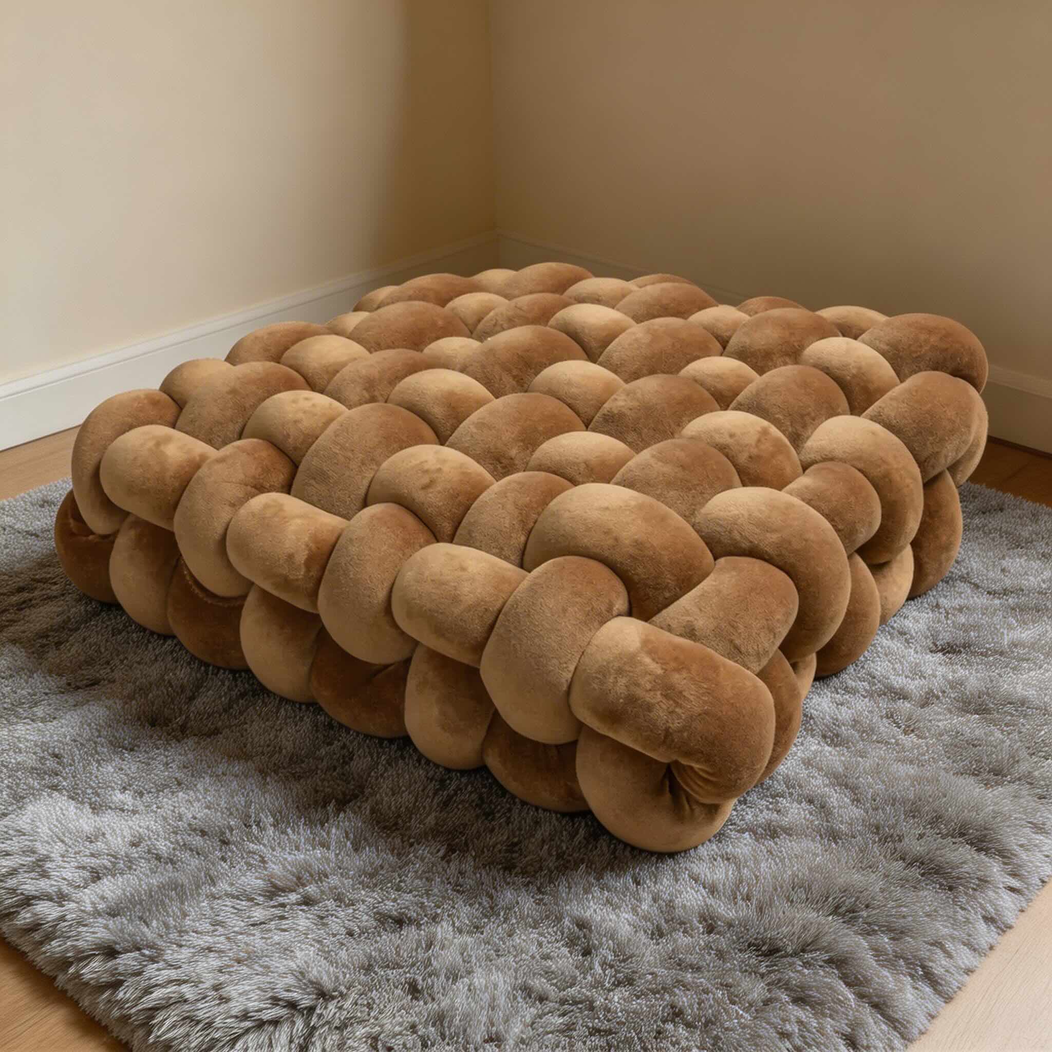 Modern Square Throw Pillow Hand-Woven Plush Fabric Decorative Couch Cushion for Living Room | ribuella