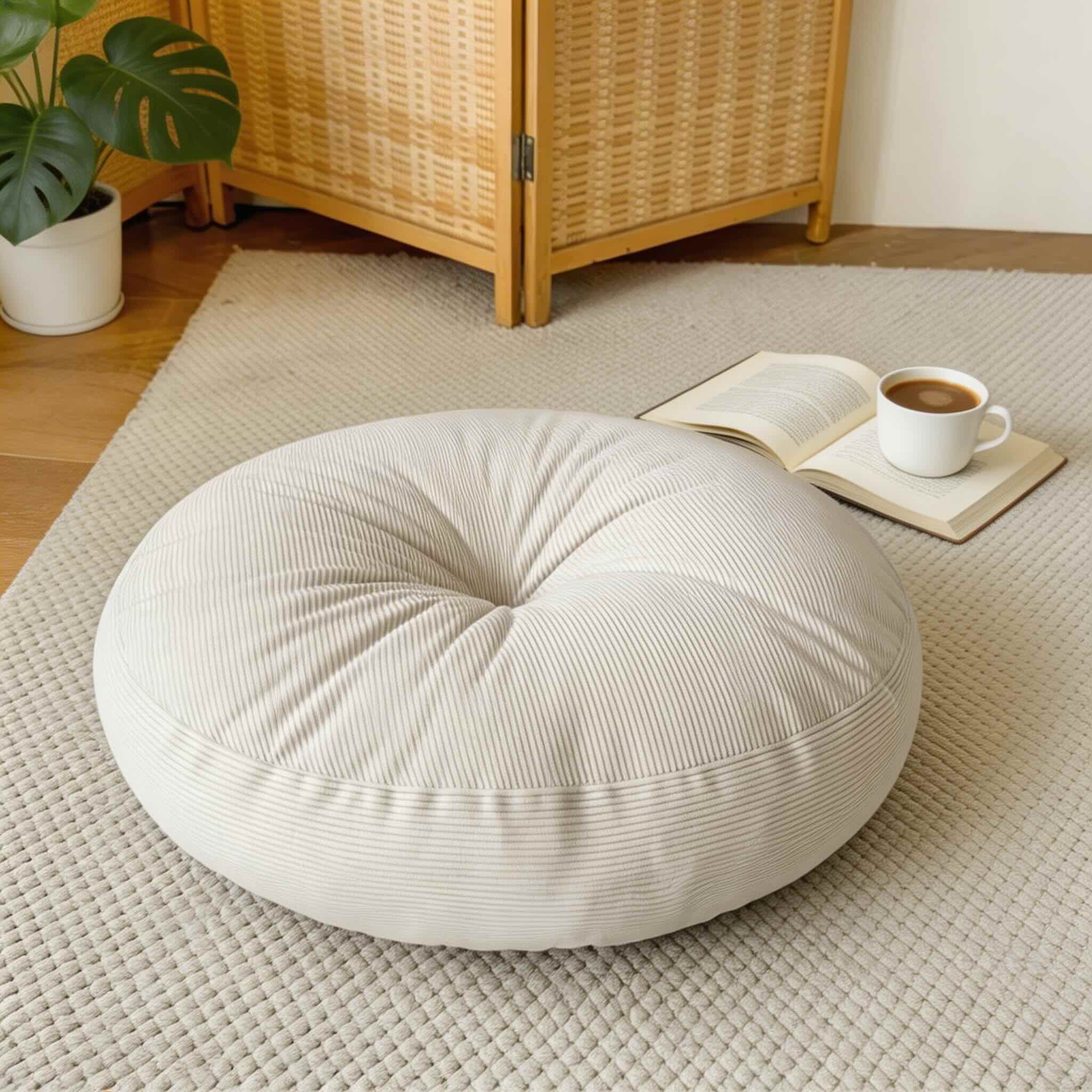 Coussin rond de méditation orange vif, rembourrage moelleux, design confortable, léger et portable pour le yoga et la relaxation | ribuella