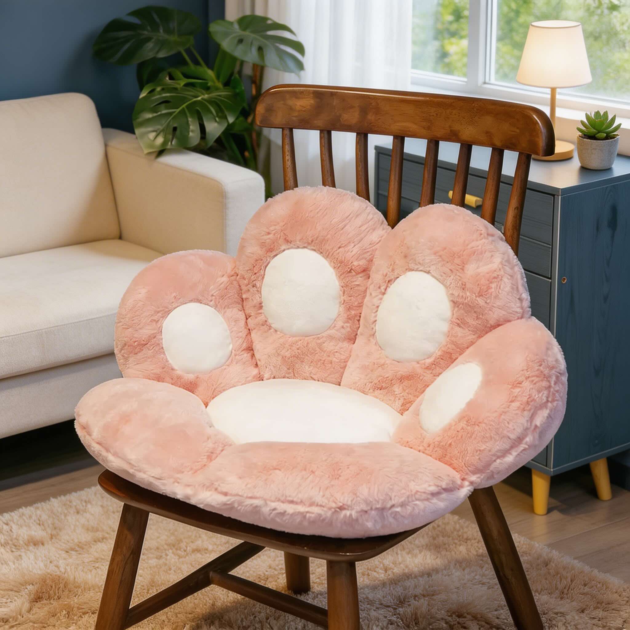 Modern Cat Paw Shape Chair Cushion Soft Plush Floor Pad for Comfortable Seating | ribuella