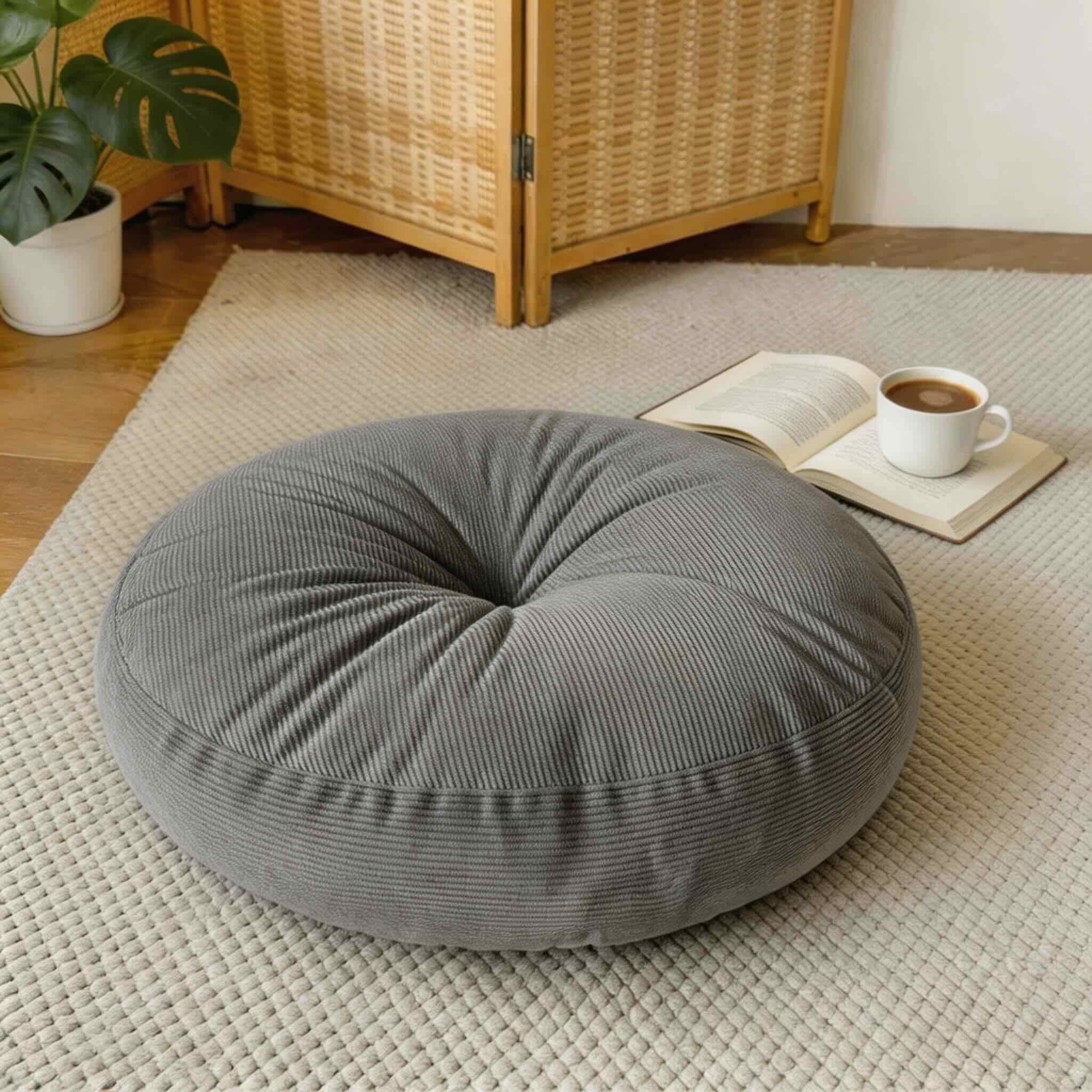 Coussin rond de méditation orange vif, rembourrage moelleux, design confortable, léger et portable pour le yoga et la relaxation | ribuella