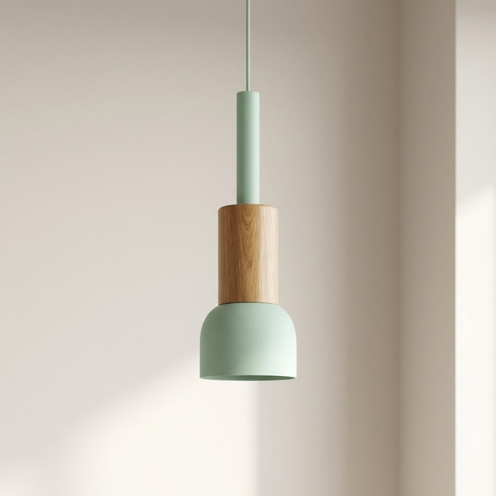 Stylish Adjustable Pendant Light with Wooden Accent | ribuella