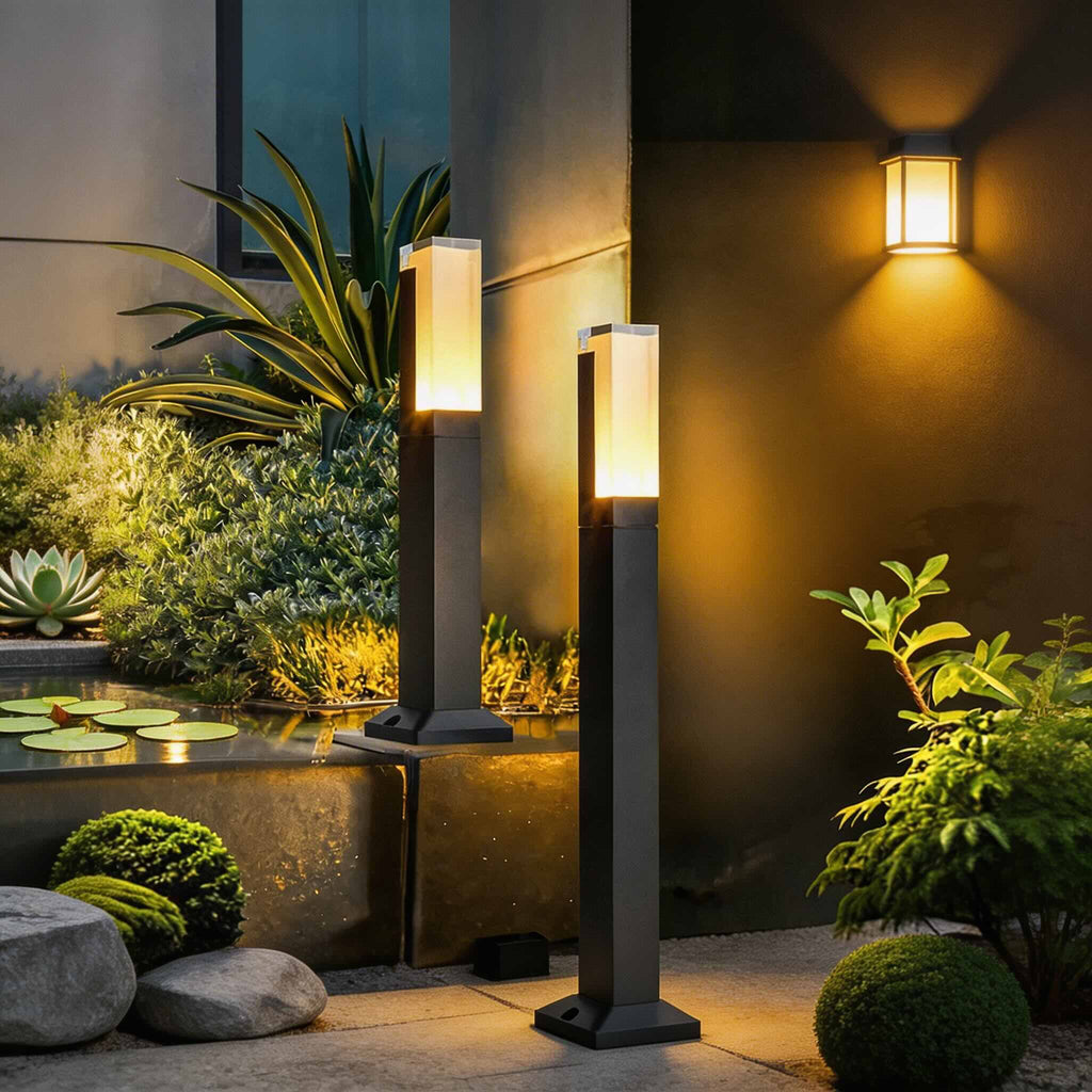 Outdoor Path Lights Waterproof LED Garden Lighting Modern Aluminum Square Design | ribuella