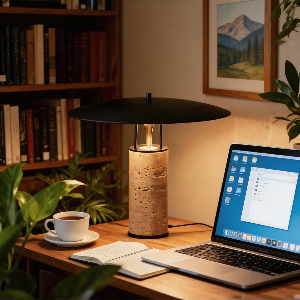 Nordisk postmoderne travertinbordlampe – stilfulde lamper til soveværelset og sengebordet | ribuella
