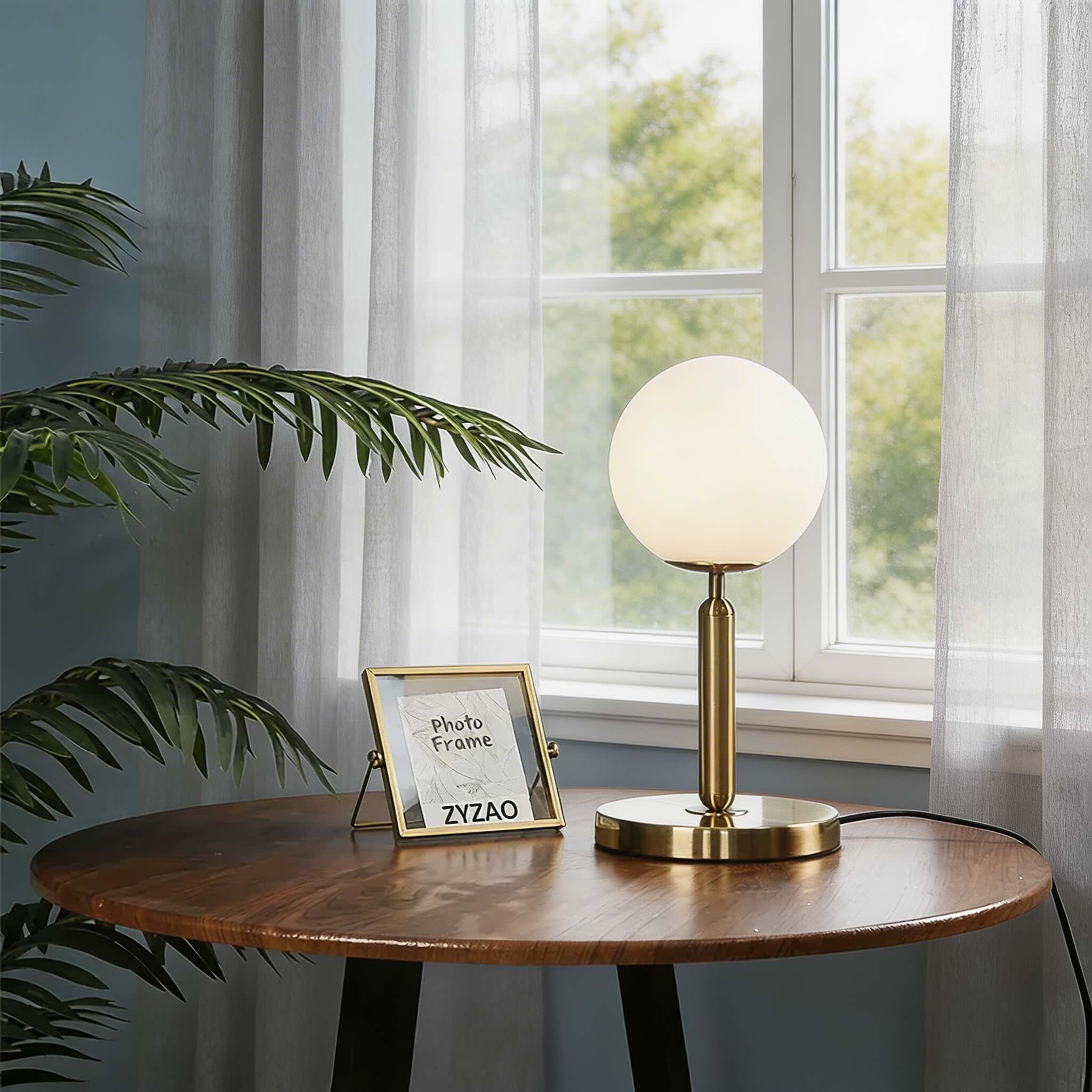 Lampada da tavolo moderna nordica a LED con sfera in vetro, luce da comodino E26 per arredamento della camera da letto | ribuella