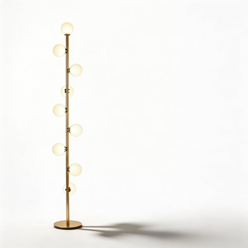 Modern Floor Lamp with 9 Glass Balls for Living Room Lighting, LED Adjustable Standing Lamp | ribuella