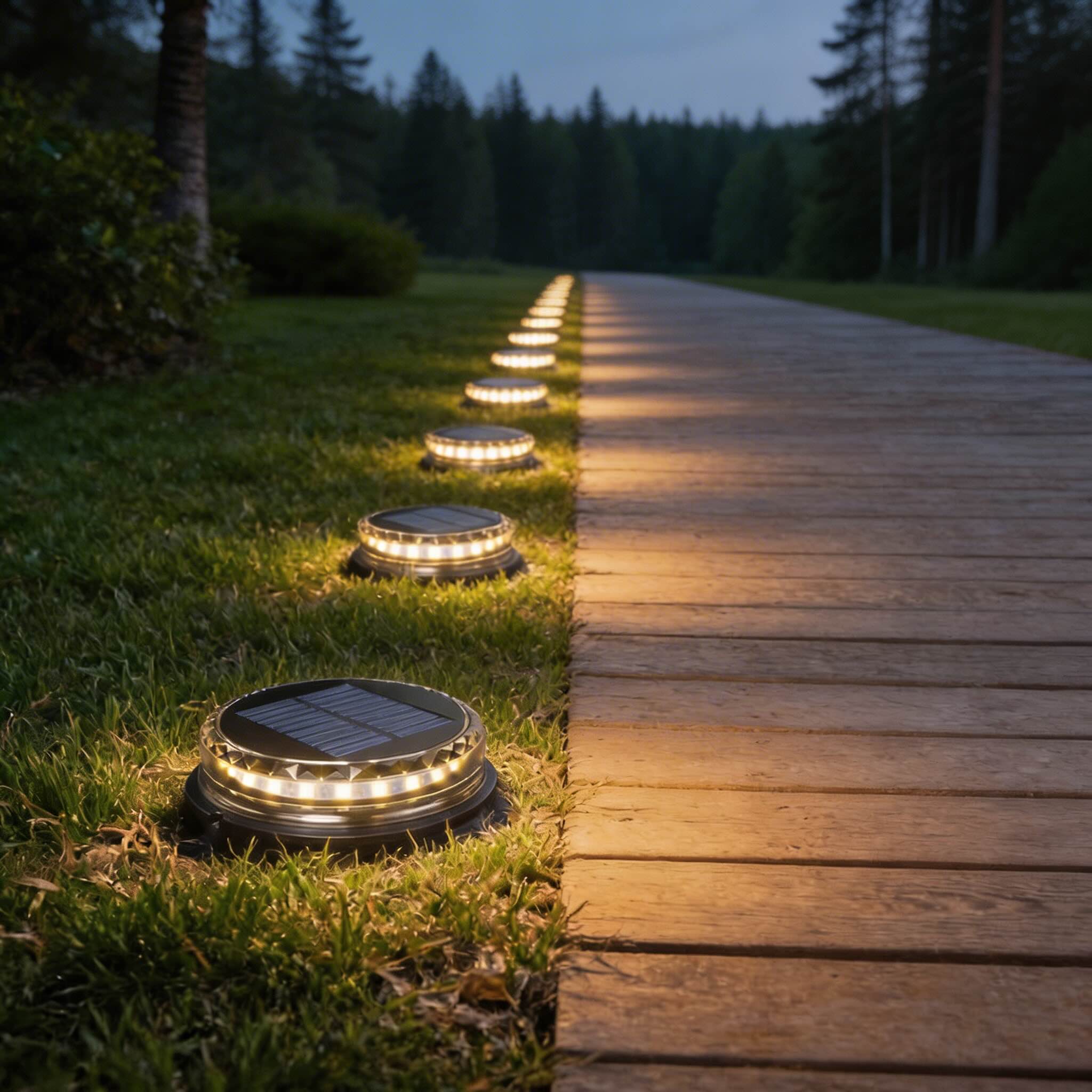 Luces solares de jardín para exterior, paquete de 4, iluminación LED de disco impermeable para caminos | ribuella