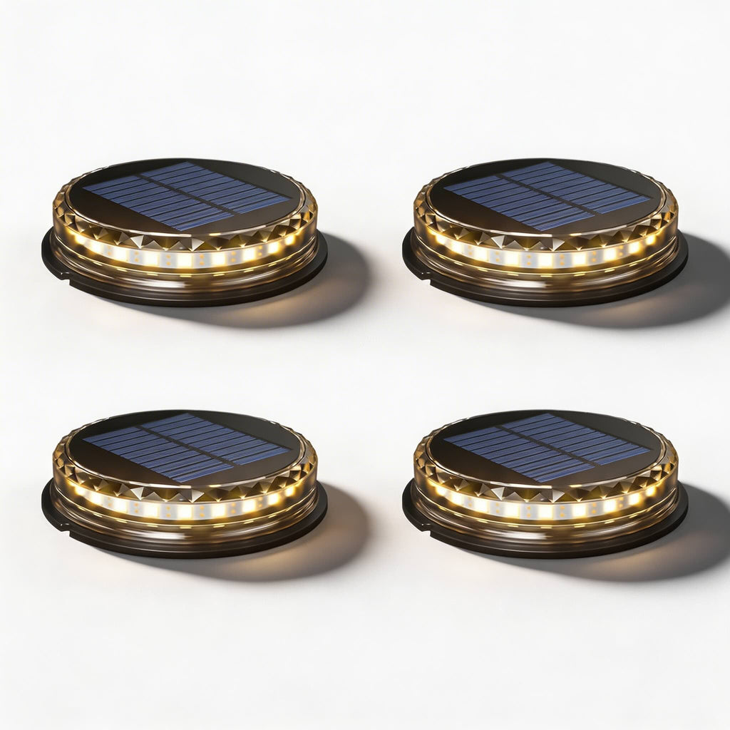 Luces solares de jardín para exterior, paquete de 4, iluminación LED de disco impermeable para caminos | ribuella