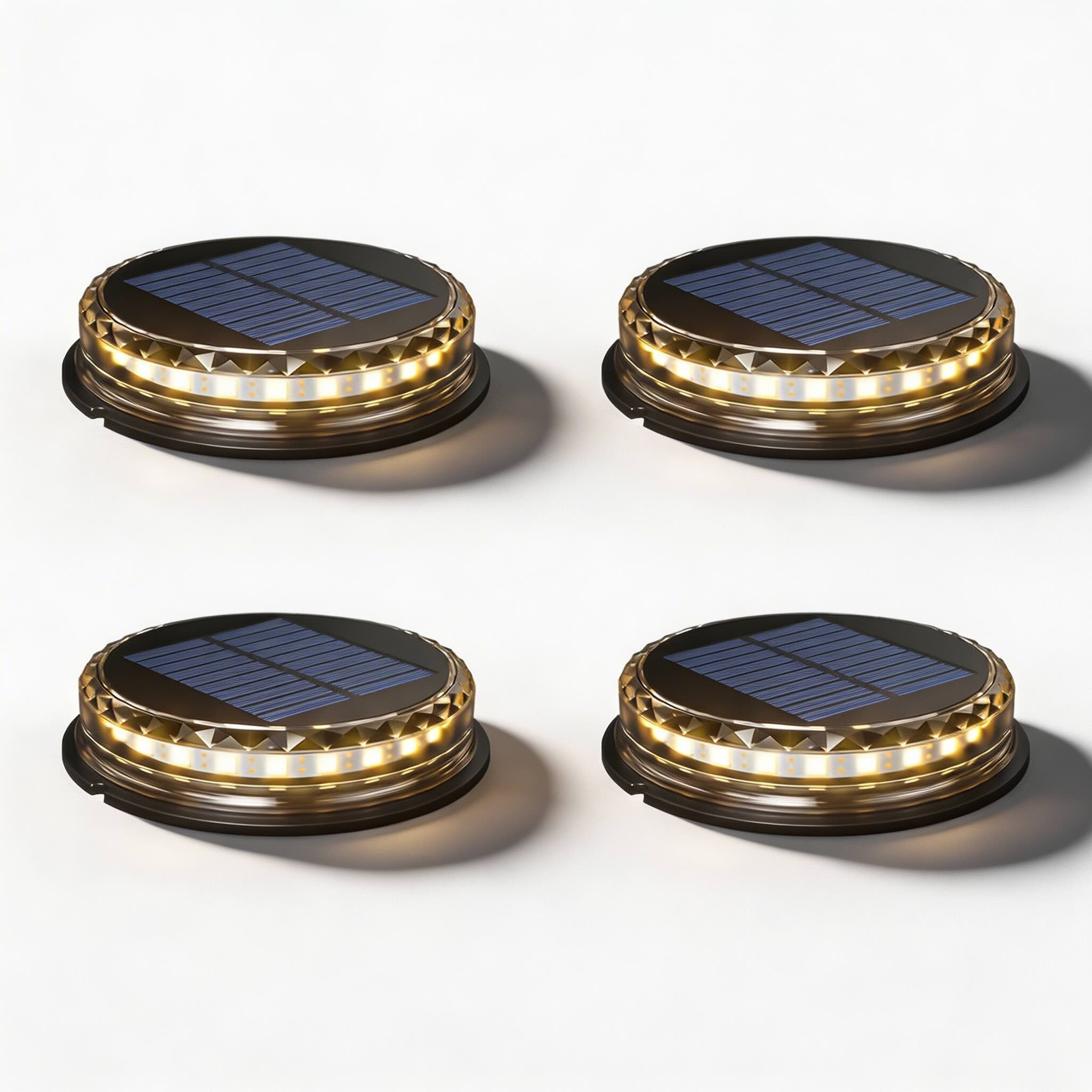 Luces solares de jardín para exterior, paquete de 4, iluminación LED de disco impermeable para caminos | ribuella
