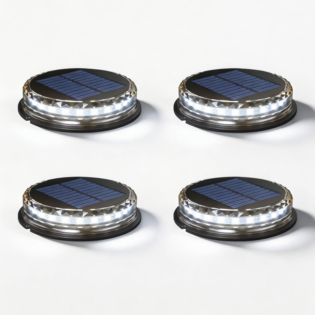 Luces solares de jardín para exterior, paquete de 4, iluminación LED de disco impermeable para caminos | ribuella